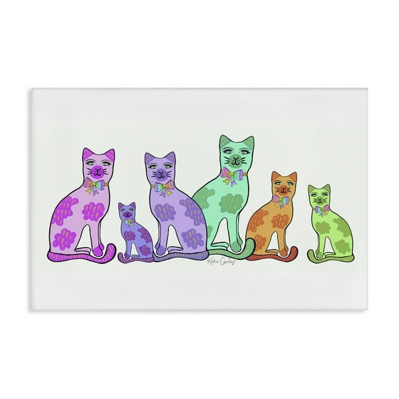 Stupell Industries Funky Whimsical Cats Animals Painting Wrapped Canvas Canvas Art Print Wall Art, 36 x 24