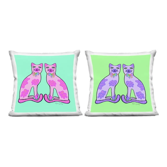 Stupell Industries Funky Whimsy Cat Pairs Design by Katie Conley Throw Pillow (Set of 2)