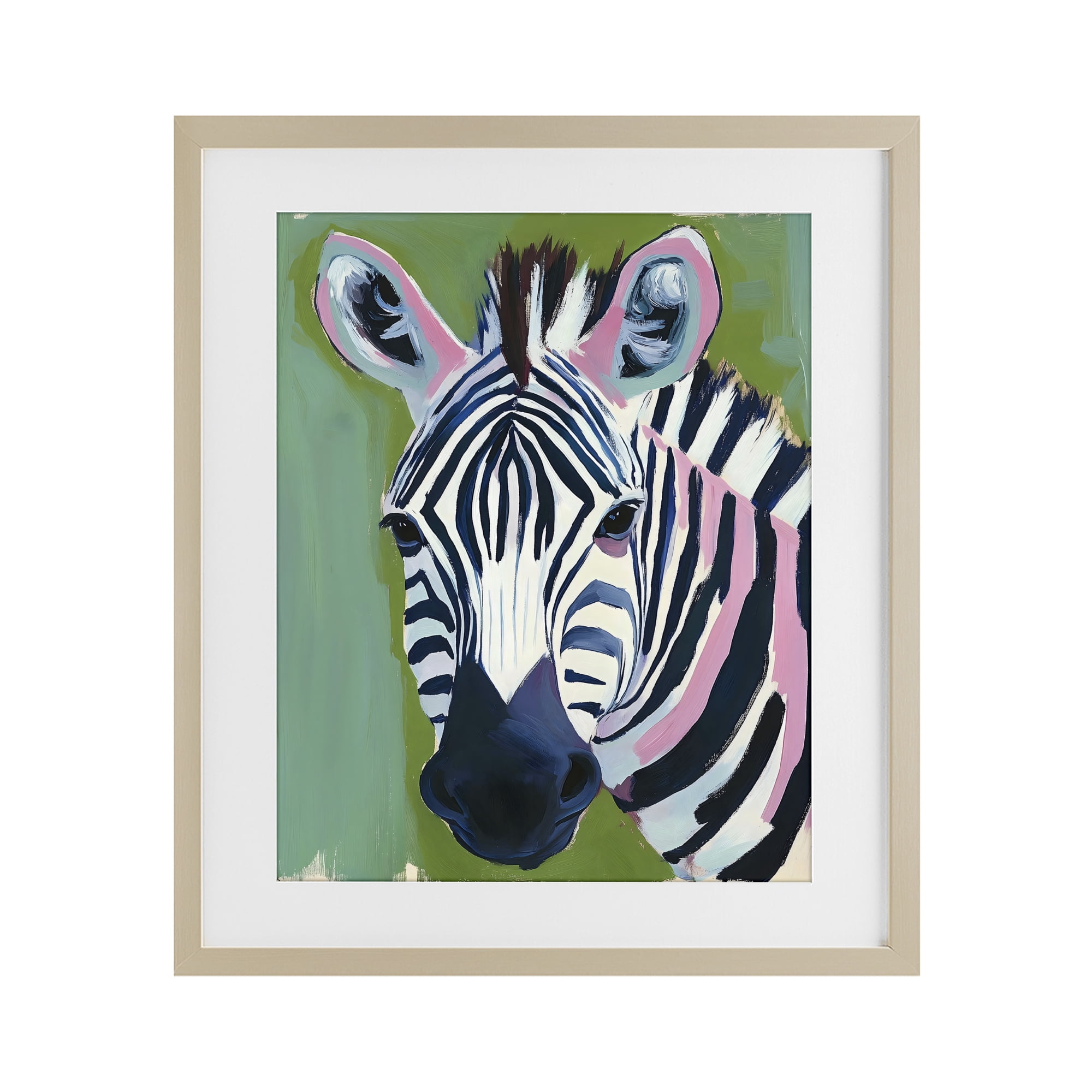 Stupell Industries Funky Zebra over Green Birch Framed Print Under Glass, design by The Prints Vibe