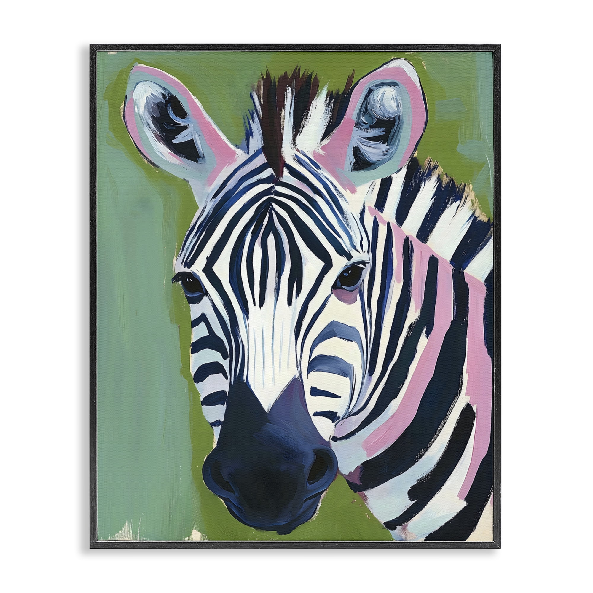 Stupell Industries Funky Zebra over Green Black Framed Giclee Art, design by The Prints Vibe
