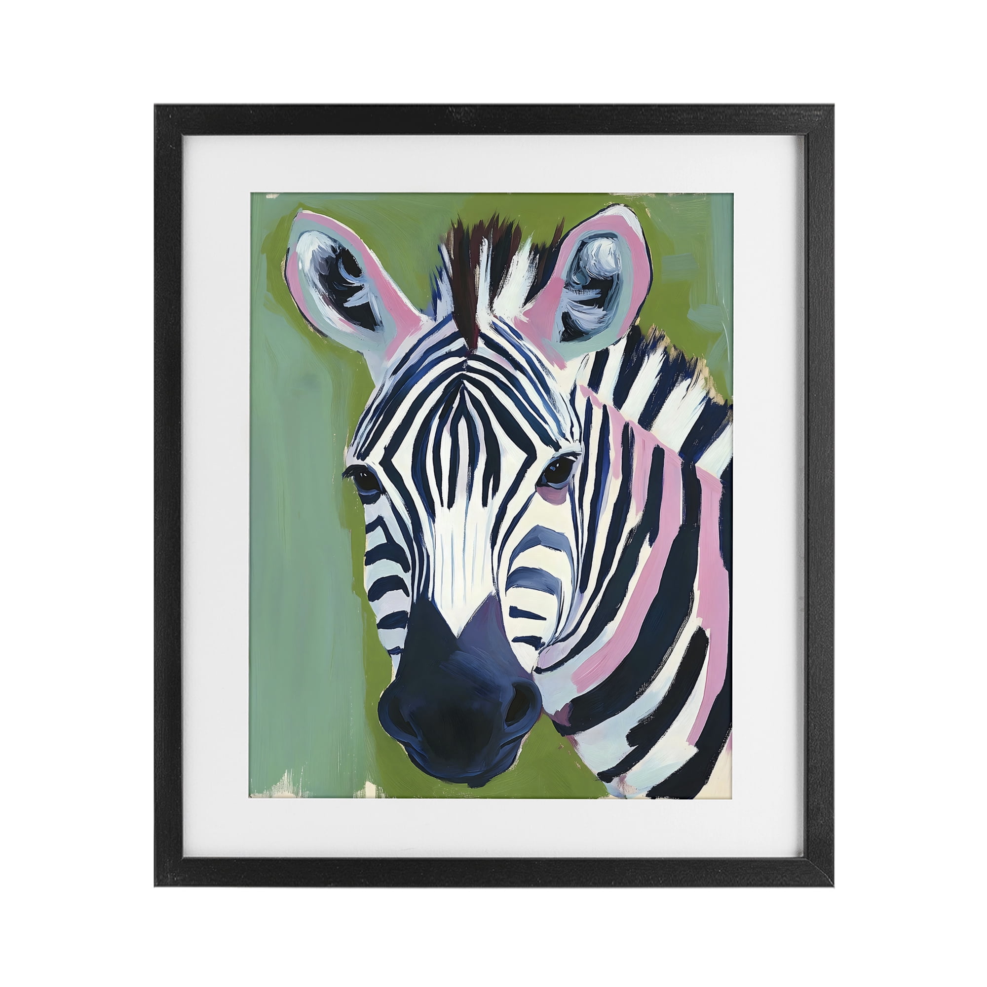 Stupell Industries Funky Zebra over Green Black Framed Print Under Glass, design by The Prints Vibe