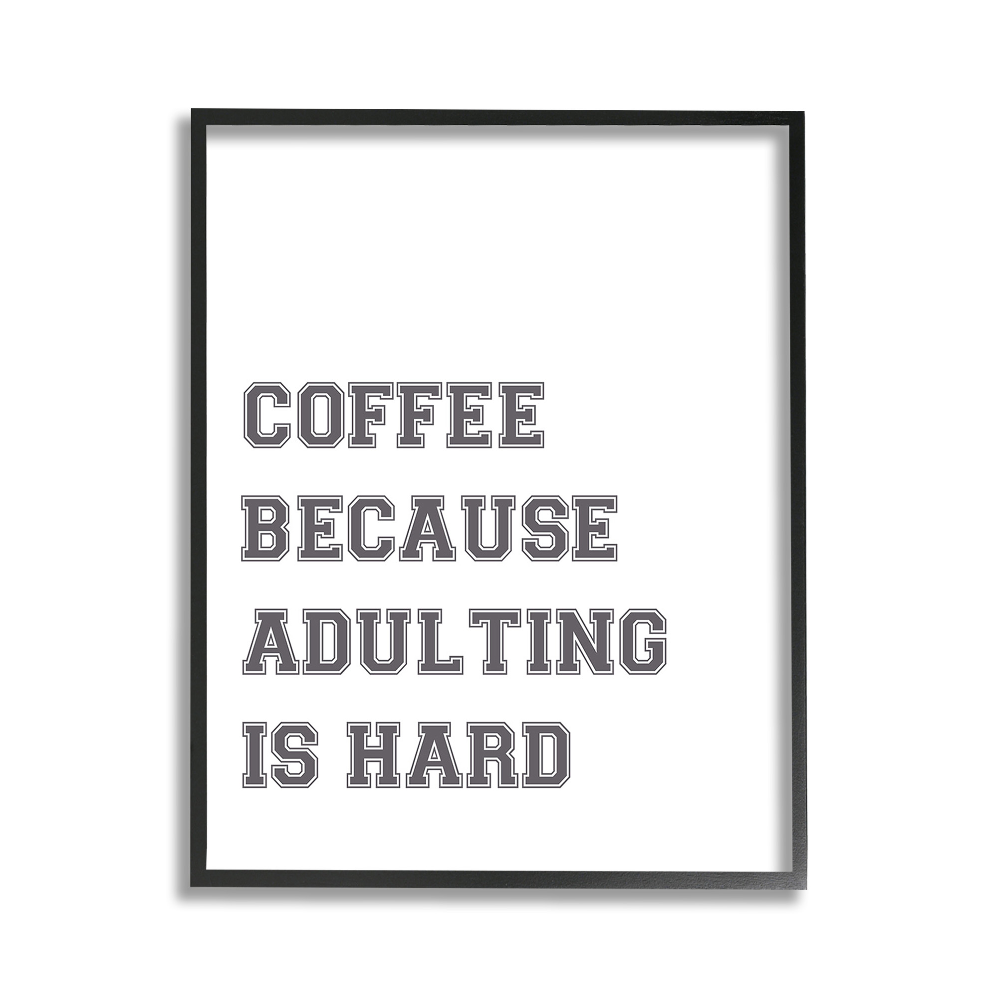 Stupell Industries Funny Adulting Is Hard Food & Beverage Painting Black Framed Art Print Wall Art, 11 x 14