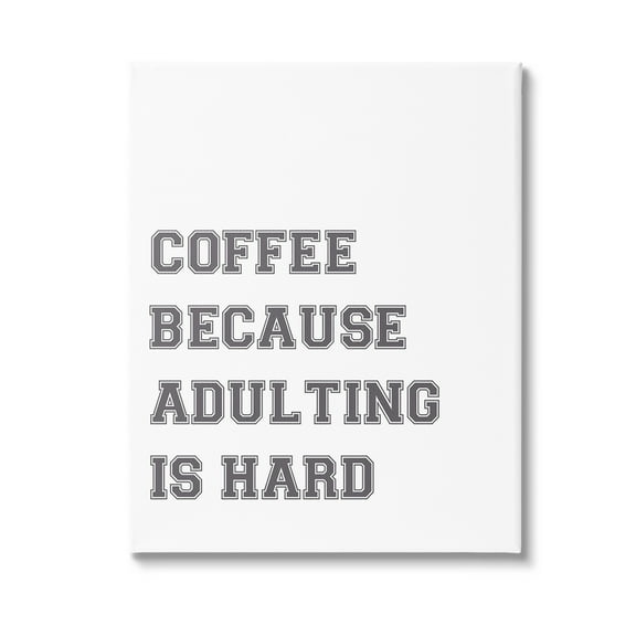 Stupell Industries Funny Adulting Is Hard Food & Beverage Painting Gallery Wrapped Canvas Art Print Wall Art, 16 x 20