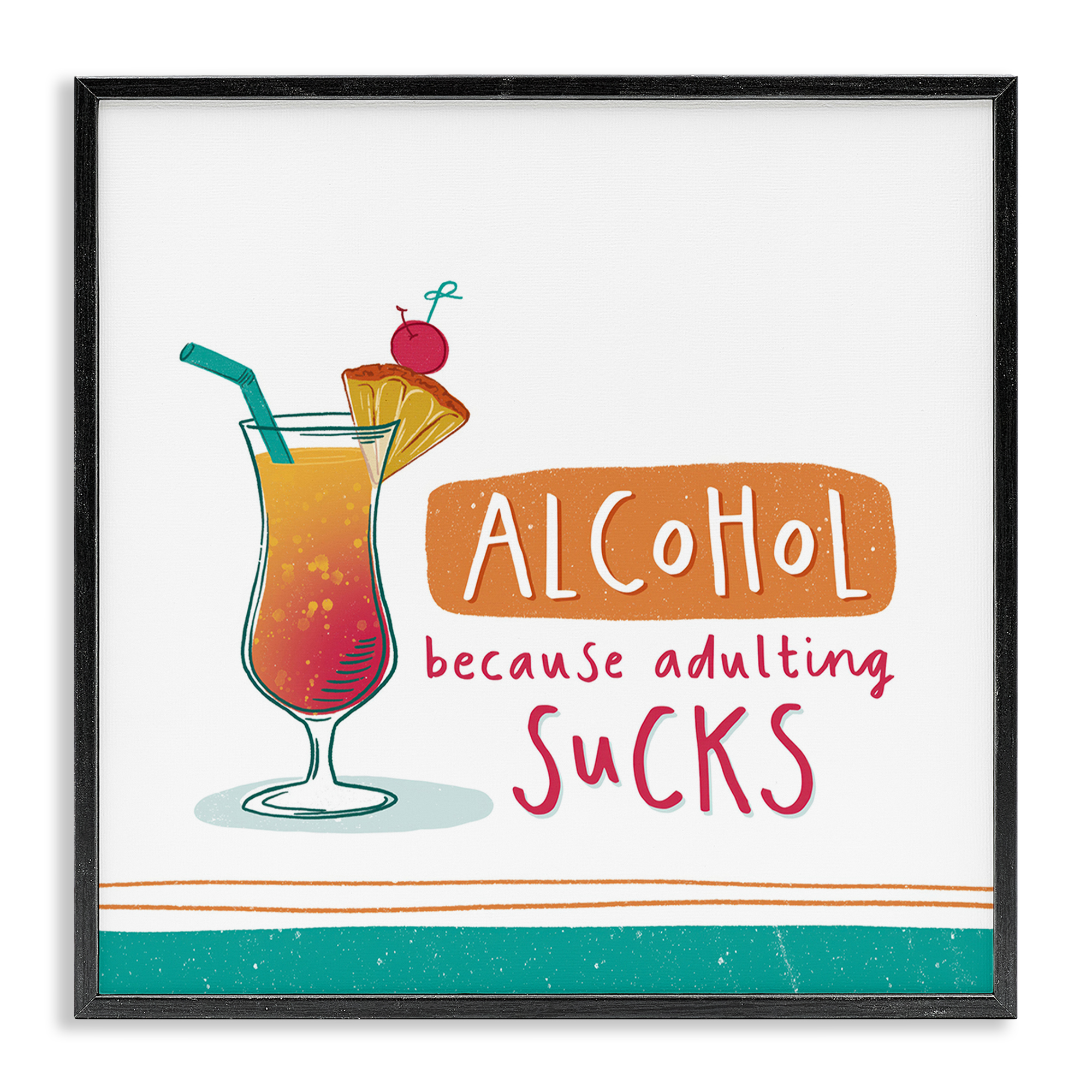 Stupell Industries Funny Adulting Phrase Food & Beverage Painting Black Framed Art Print Wall Art, 12 x 12