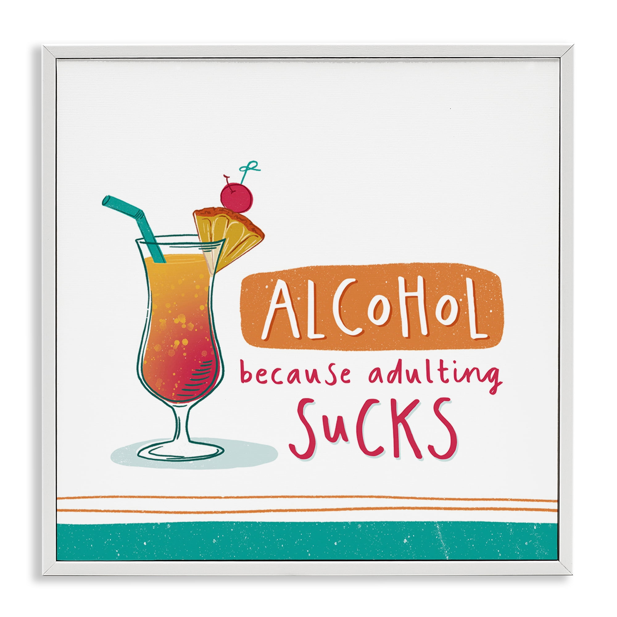Stupell Industries Funny Adulting Phrase Food & Beverage Painting White Framed Art Print Wall Art, 24 x 24