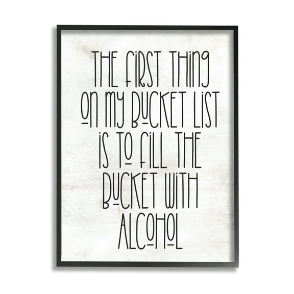 Stupell Industries Funny Alcohol Bucket List Inspirational Painting Black Framed Art Print Wall Art, 11 x 14