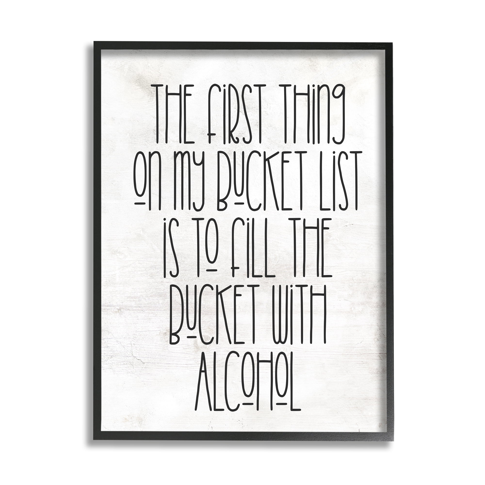 Stupell Industries Funny Alcohol Bucket List Inspirational Painting Black Framed Art Print Wall Art, 24 x 30