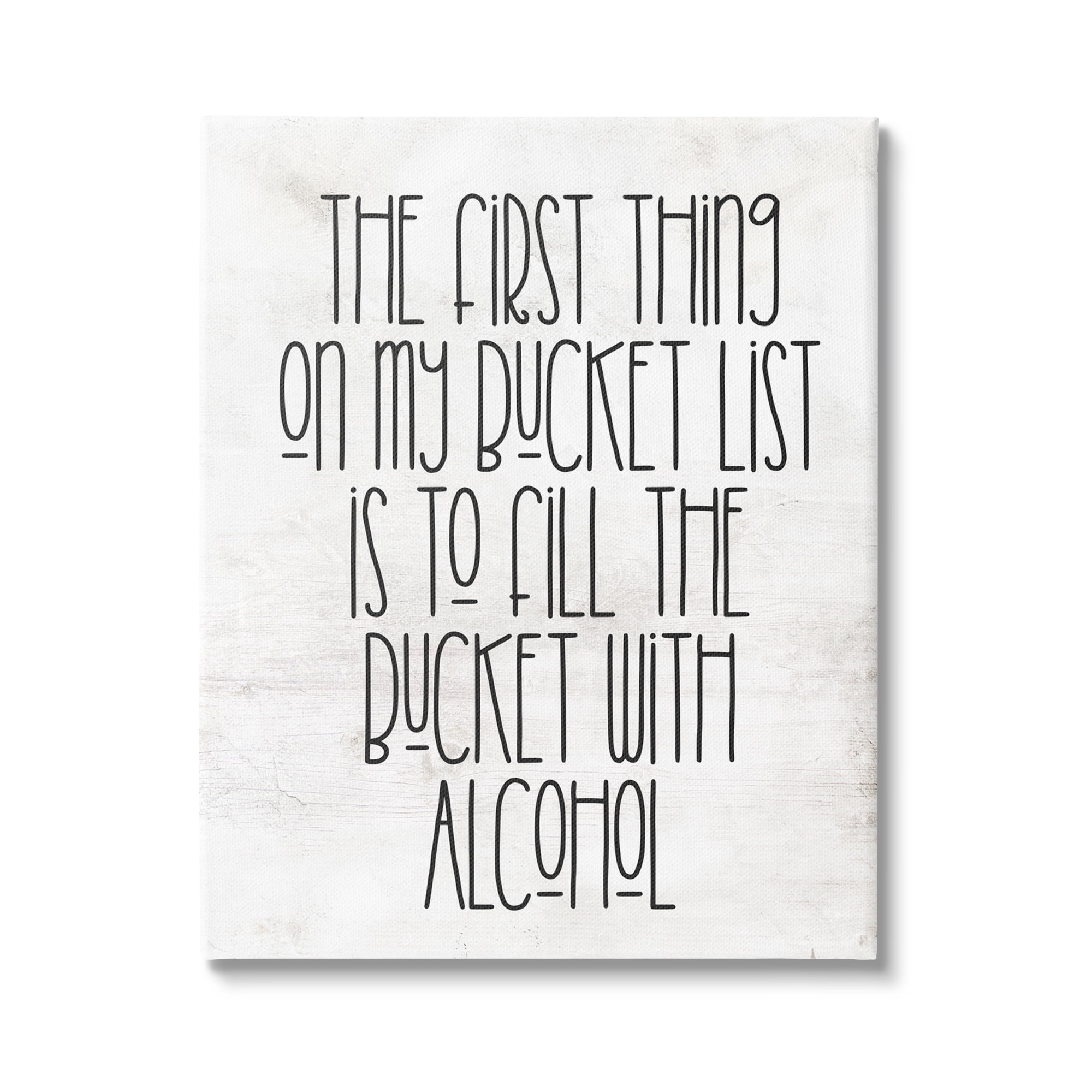 Stupell Industries Funny Alcohol Bucket List Inspirational Painting Gallery Wrapped Canvas Art Print Wall Art, 16 x 20