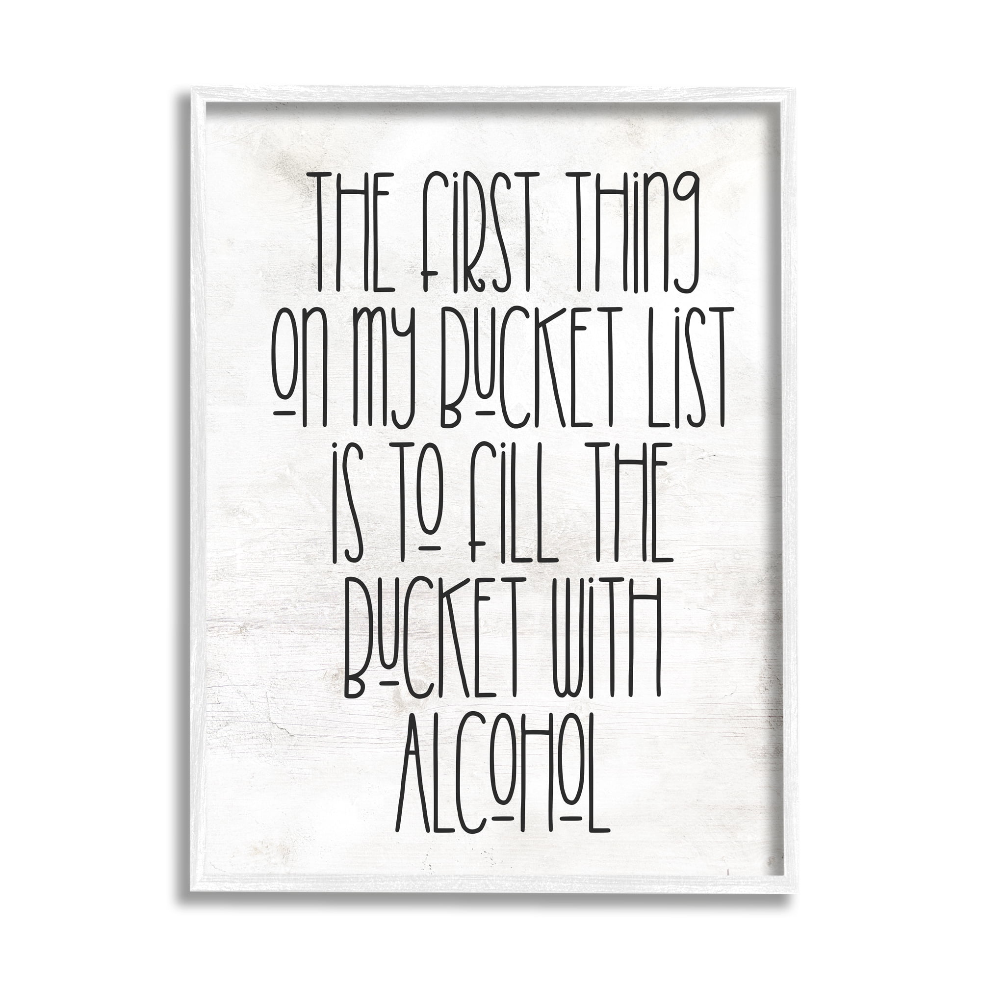Stupell Industries Funny Alcohol Bucket List Inspirational Painting White Framed Art Print Wall Art, 24 x 30