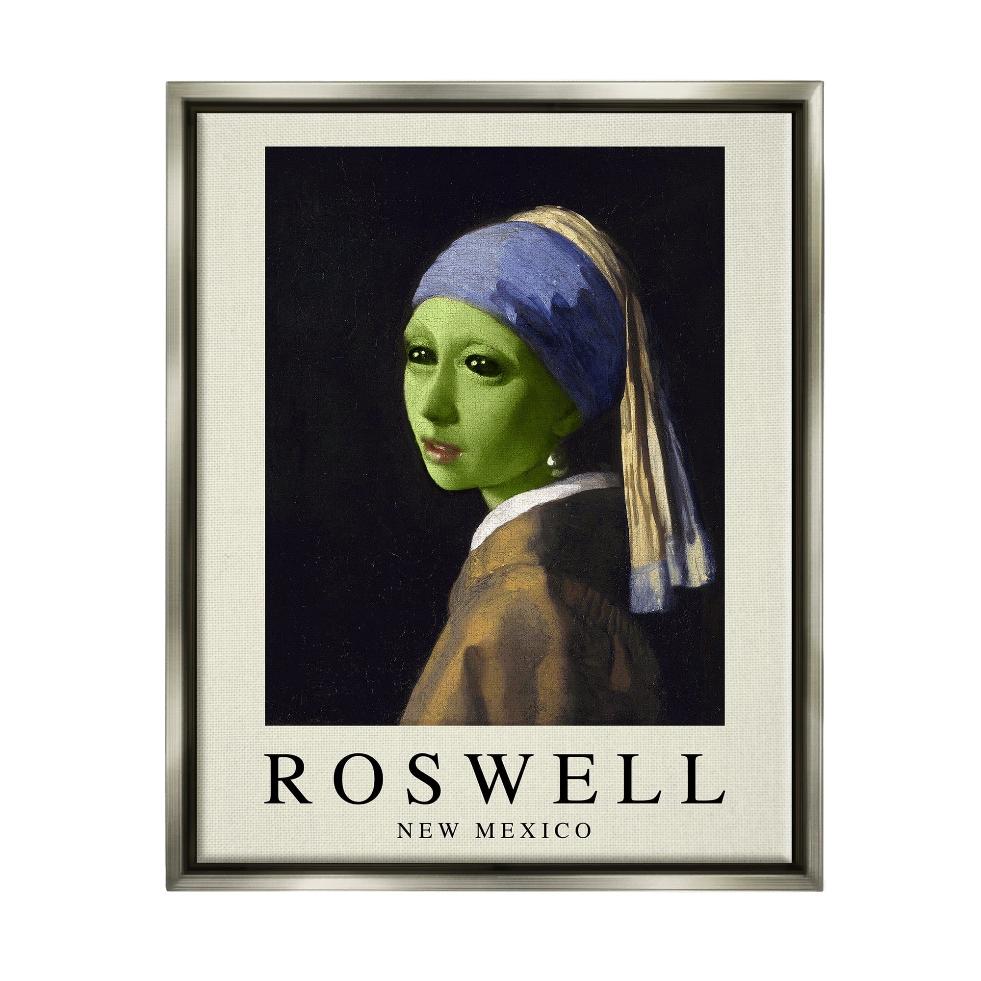 Stupell Industries Funny Alien Girl Roswell NM Travel & Places Painting Gray Floater Framed Art Print Wall Art