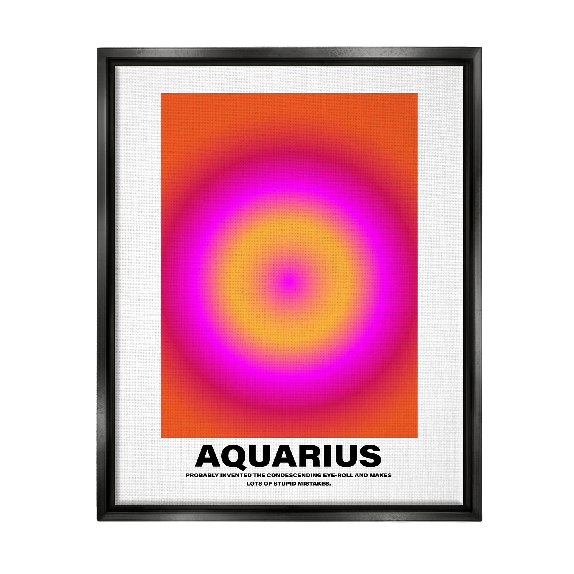 Stupell Industries Funny Aquarius Astrology Abstract Painting Black Floater Framed Canvas Art Print Wall Art, 25 x 31
