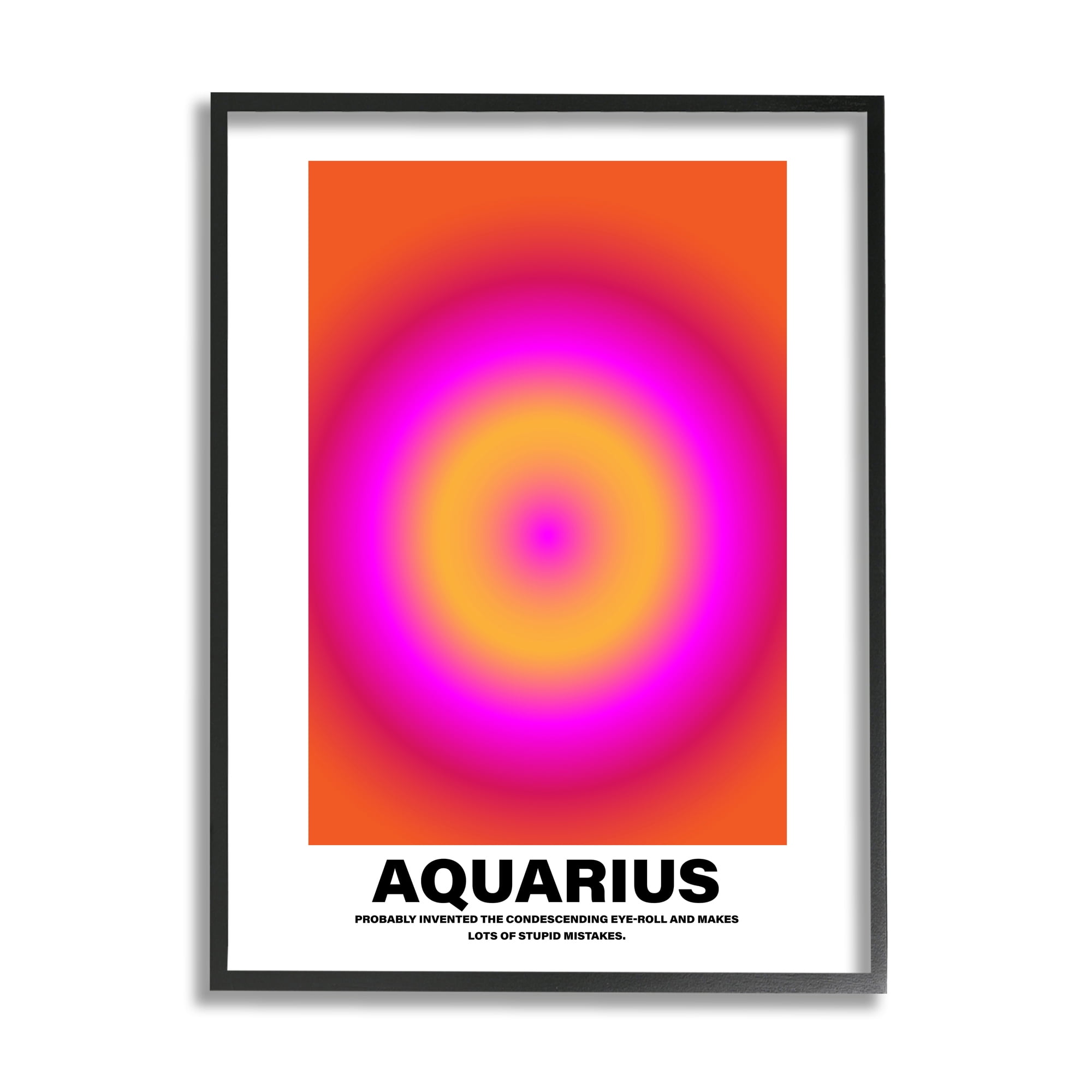 Stupell Industries Funny Aquarius Astrology Abstract Painting Black Framed Art Print Wall Art, 16 x 20