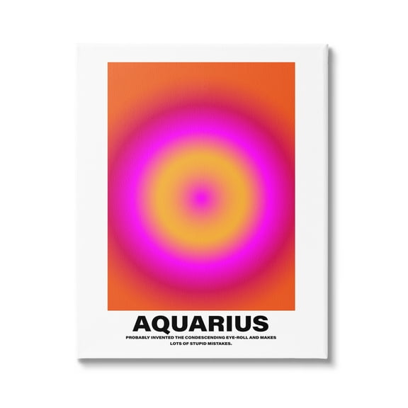 Stupell Industries Funny Aquarius Astrology Abstract Painting Gallery Wrapped Canvas Art Print Wall Art, 16 x 20