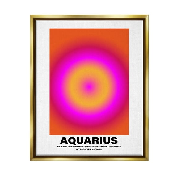 Stupell Industries Funny Aquarius Astrology Abstract Painting Gold Floater Framed Canvas Art Print Wall Art, 17 x 21