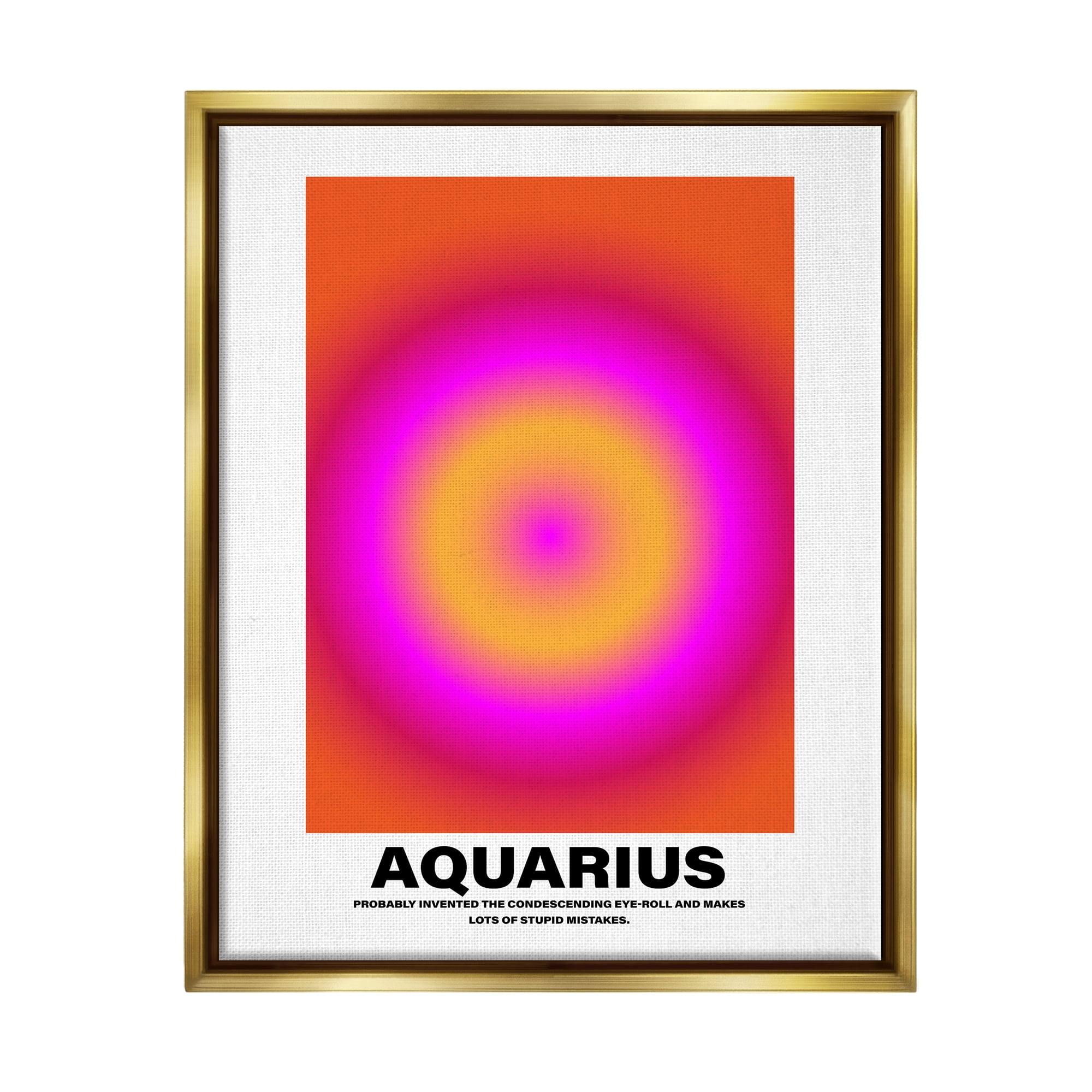 Stupell Industries Funny Aquarius Astrology Abstract Painting Gold Floater Framed Canvas Art Print Wall Art, 25 x 31