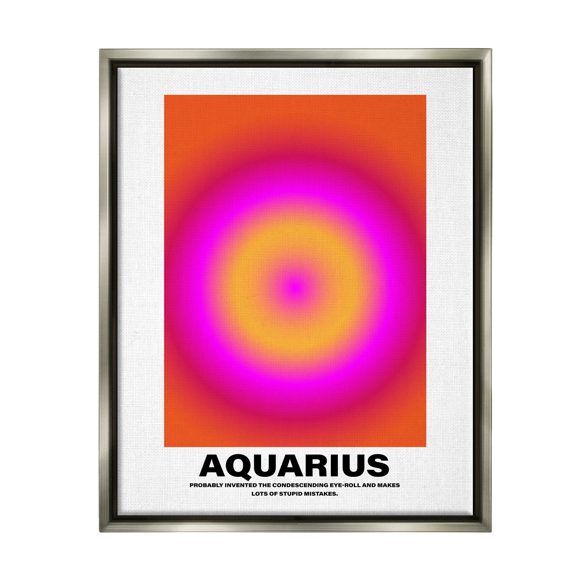 Stupell Industries Funny Aquarius Astrology Abstract Painting Gray Floater Framed Canvas Art Print Wall Art, 17 x 21