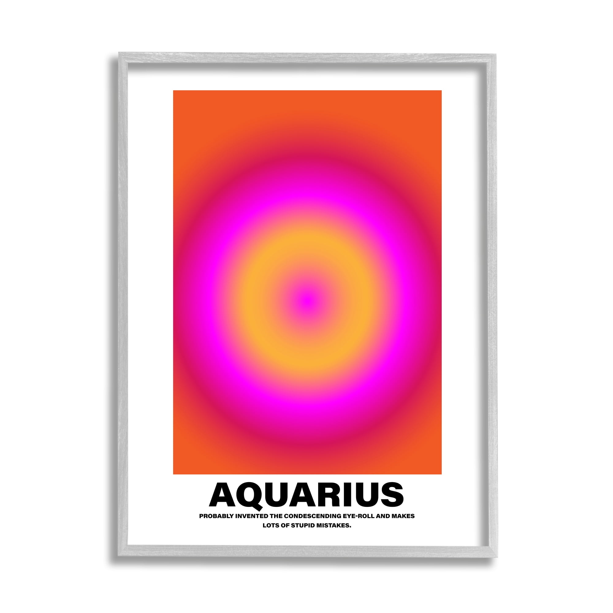 Stupell Industries Funny Aquarius Astrology Abstract Painting Gray Framed Art Print Wall Art, 16 x 20