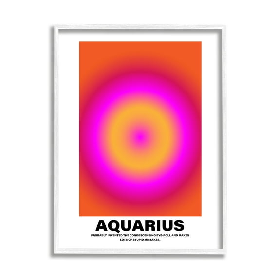 Stupell Industries Funny Aquarius Astrology Abstract Painting White Framed Art Print Wall Art, 16 x 20
