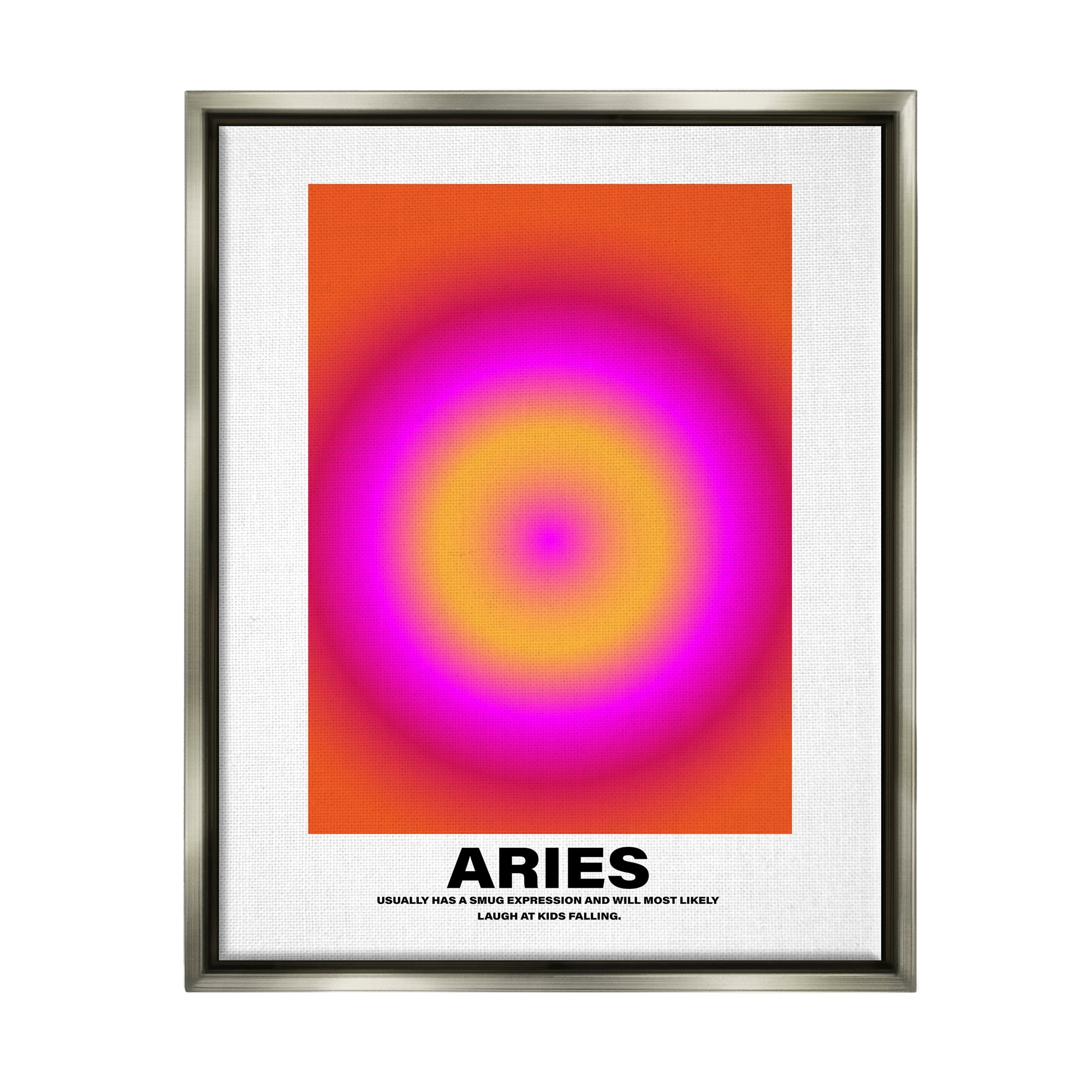 Stupell Industries Funny Aries Astrology Abstract Painting Gray Floater Framed Canvas Art Print Wall Art, 25 x 31