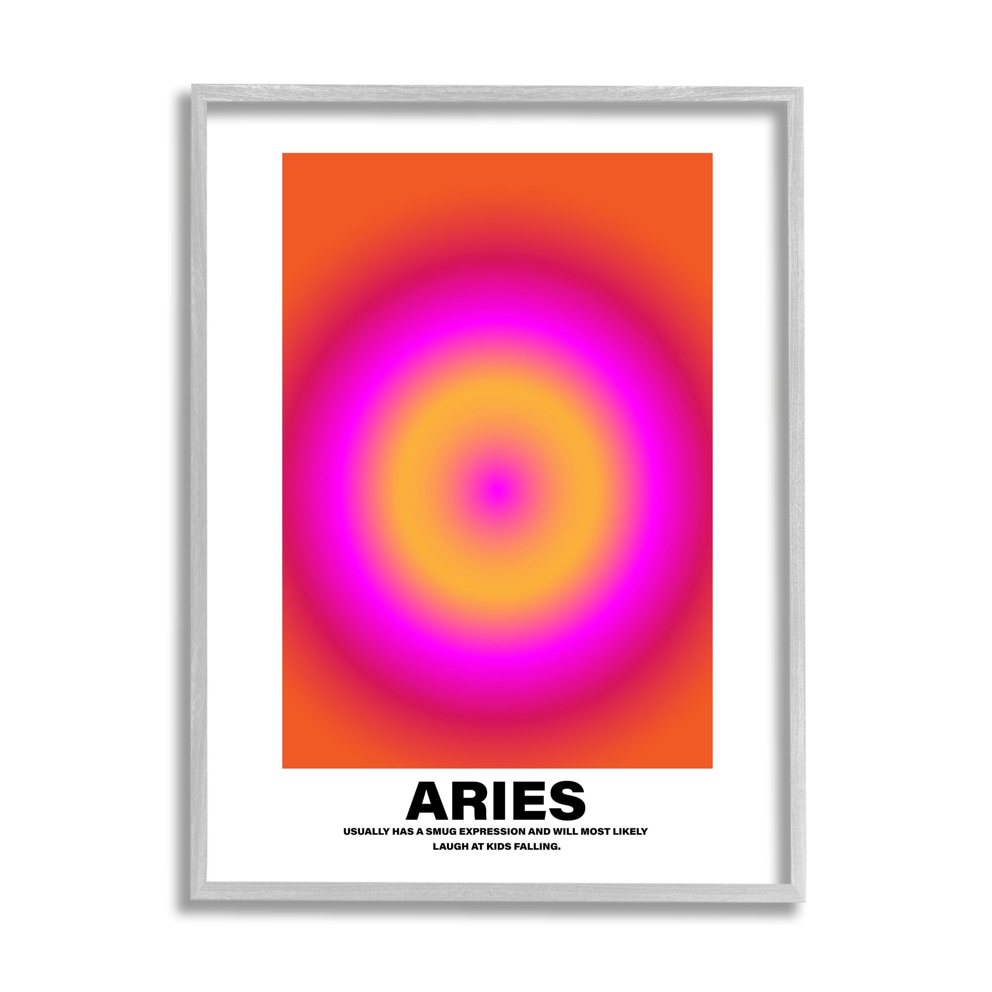 Stupell Industries Funny Aries Astrology Abstract Painting Gray Framed Art Print Wall Art, 24 x 30