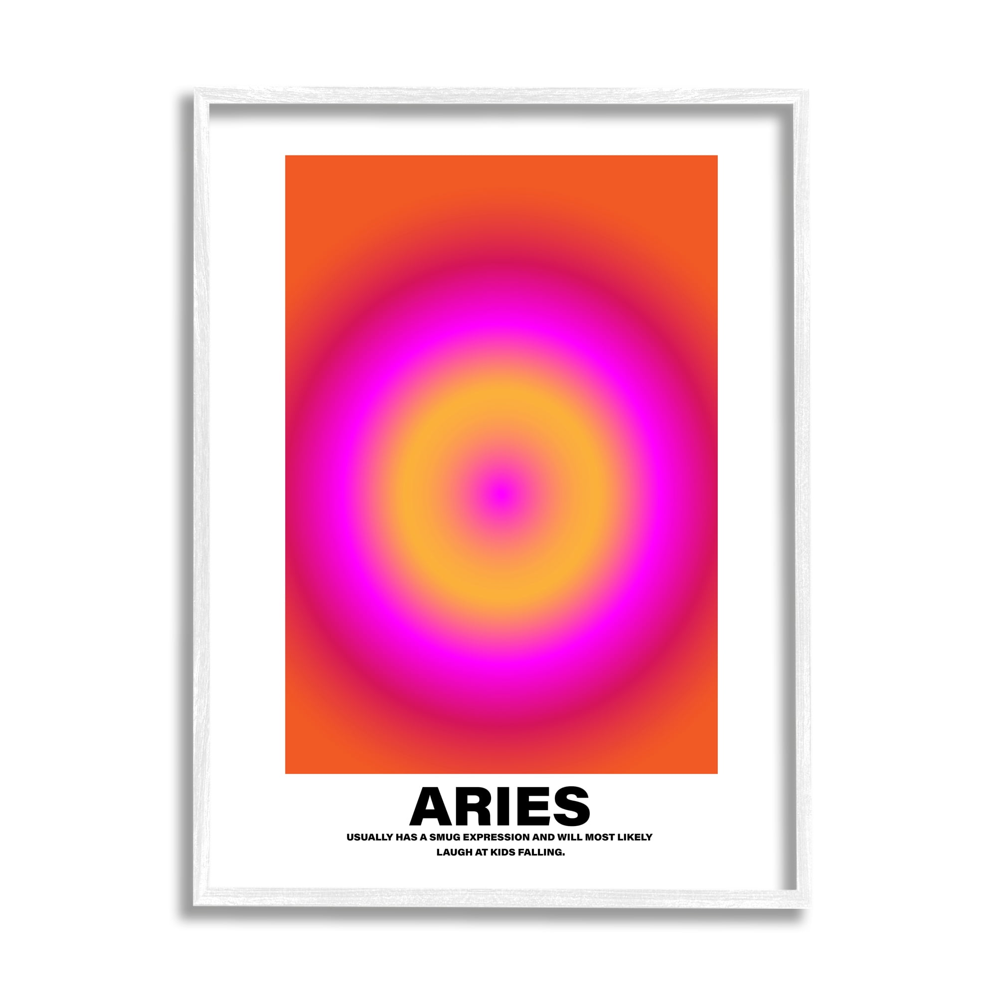 Stupell Industries Funny Aries Astrology Abstract Painting White Framed Art Print Wall Art, 16 x 20