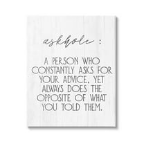 Stupell Industries Funny Askhole Definition Typography Painting Gallery Wrapped Canvas Print Wall Art, 16 x 20