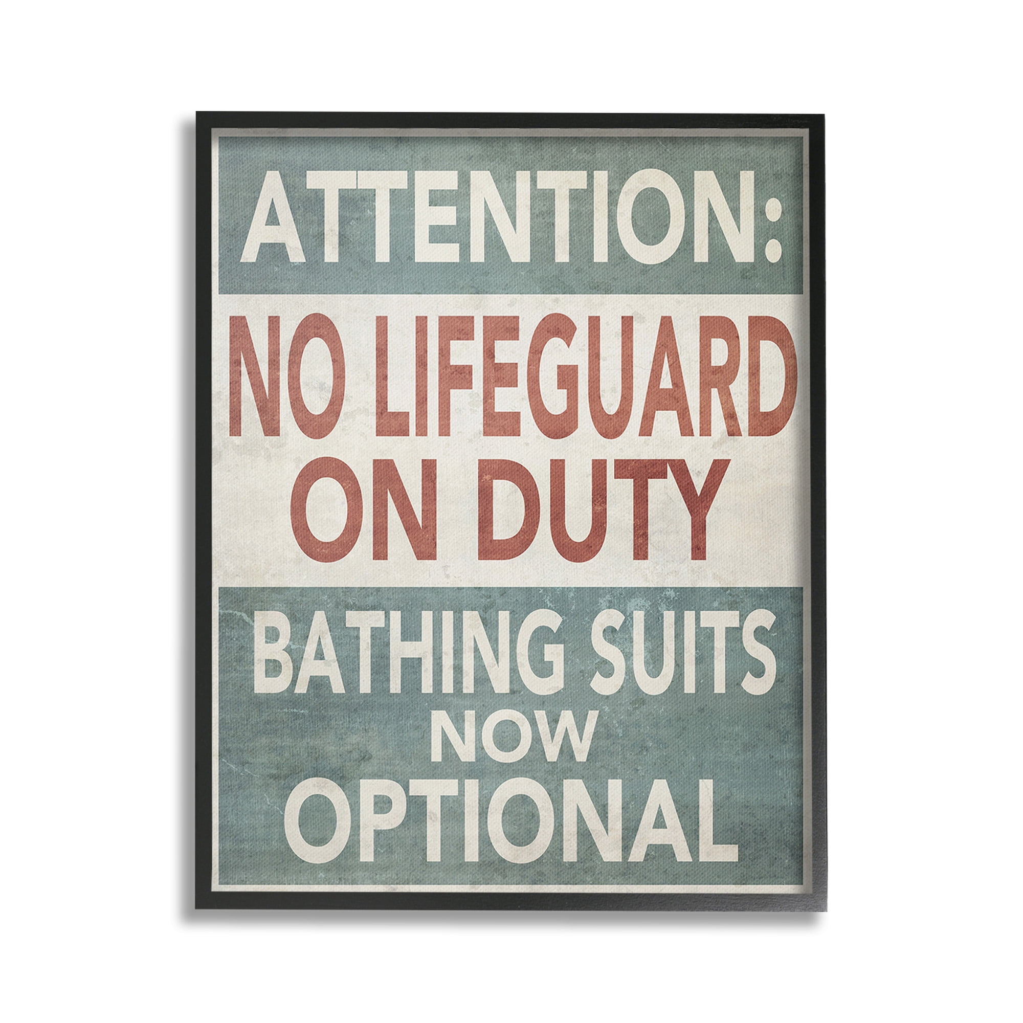 Stupell Industries Funny Bathing Suits Optional Typography Painting Black Framed Art Print Wall Art, 16 x 20