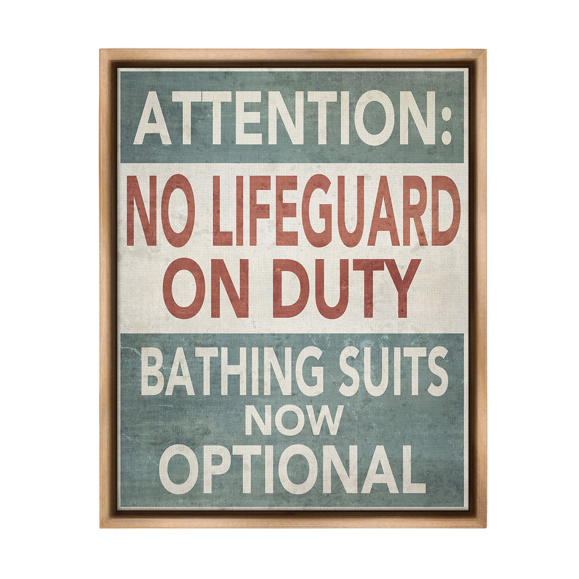 Stupell Industries Funny Bathing Suits Optional Typography Painting Brown Floater Framed Canvas Art Print Wall Art, 17 x 21