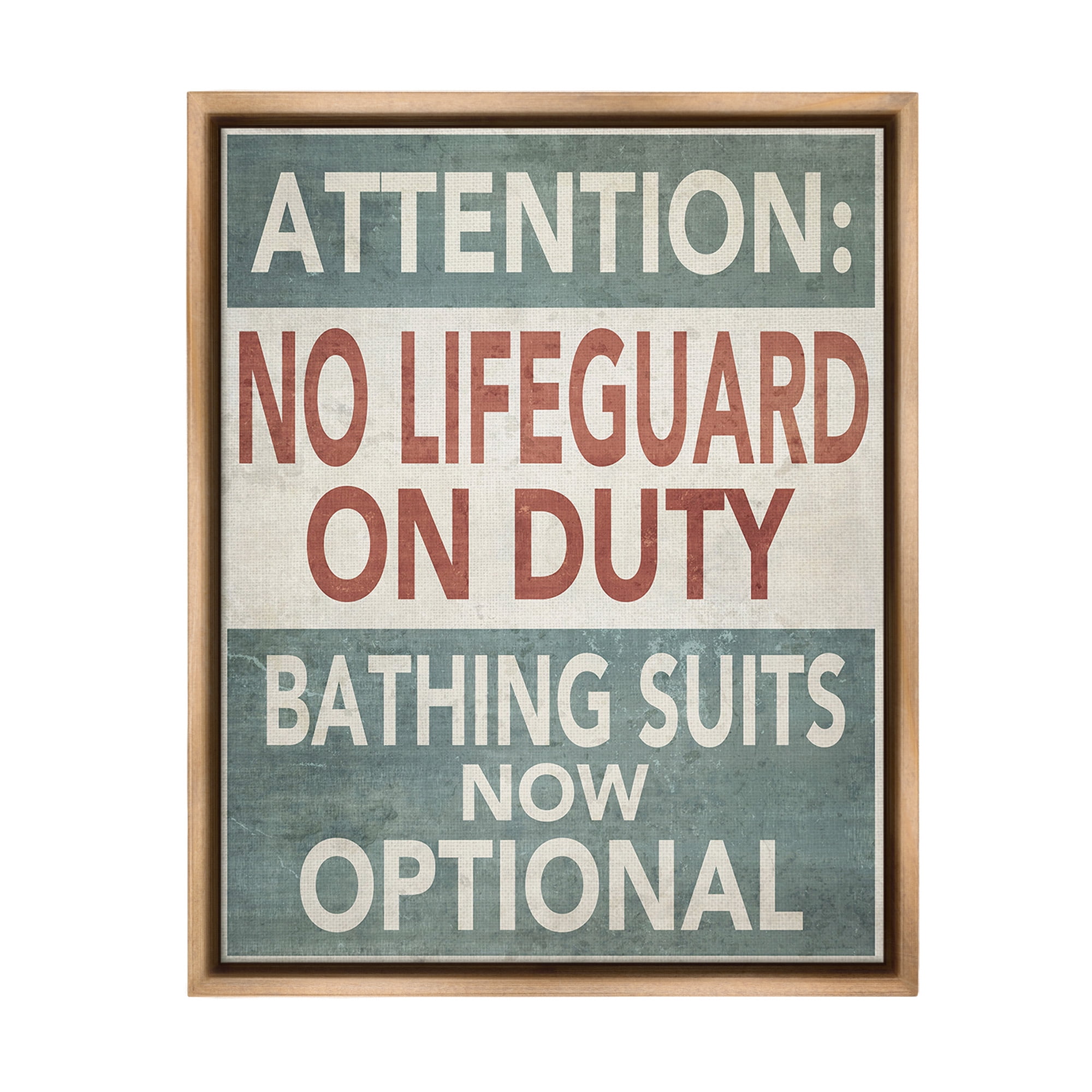 Stupell Industries Funny Bathing Suits Optional Typography Painting Brown Floater Framed Canvas Art Print Wall Art, 25 x 31