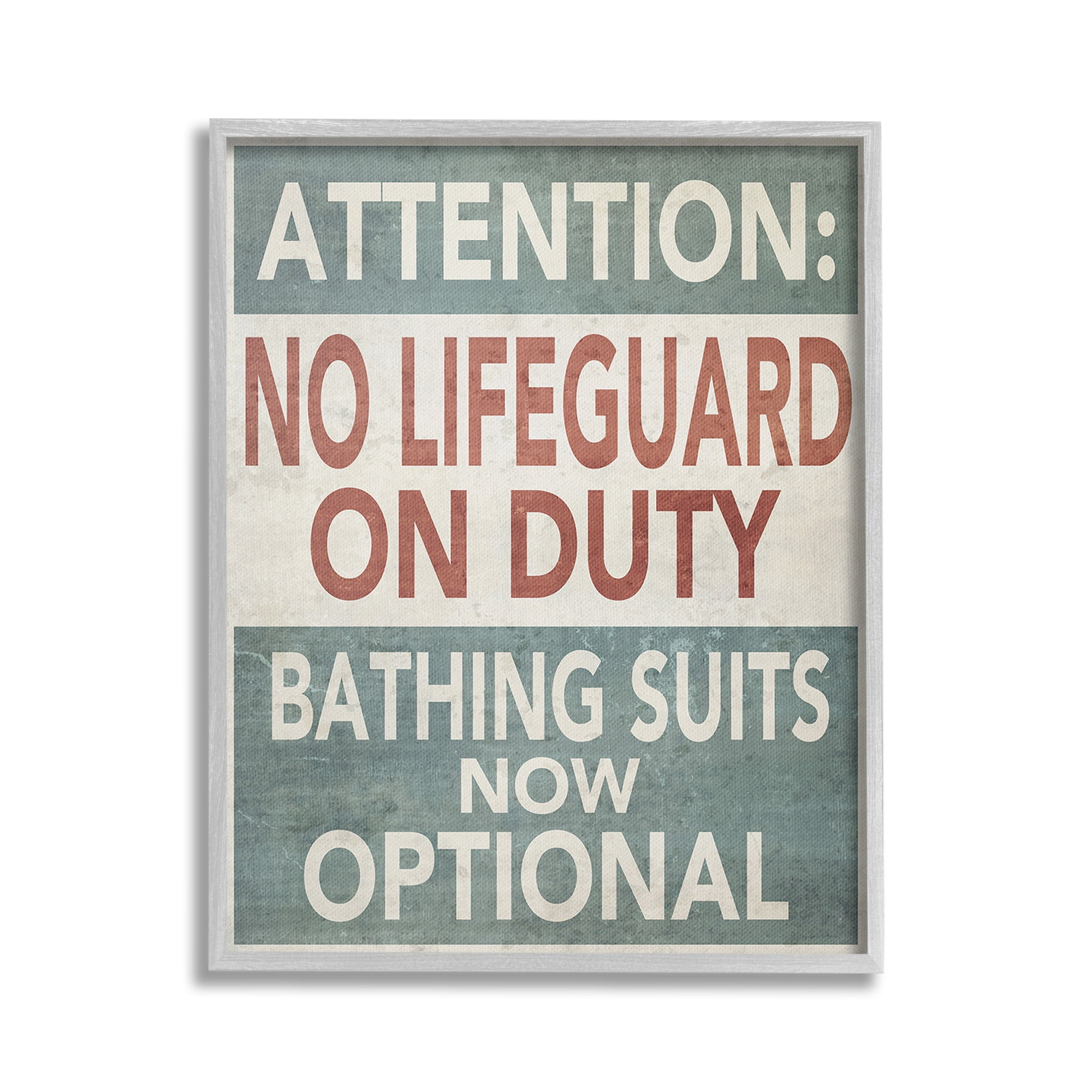 Stupell Industries Funny Bathing Suits Optional Typography Painting Gray Framed Art Print Wall Art, 24 x 30