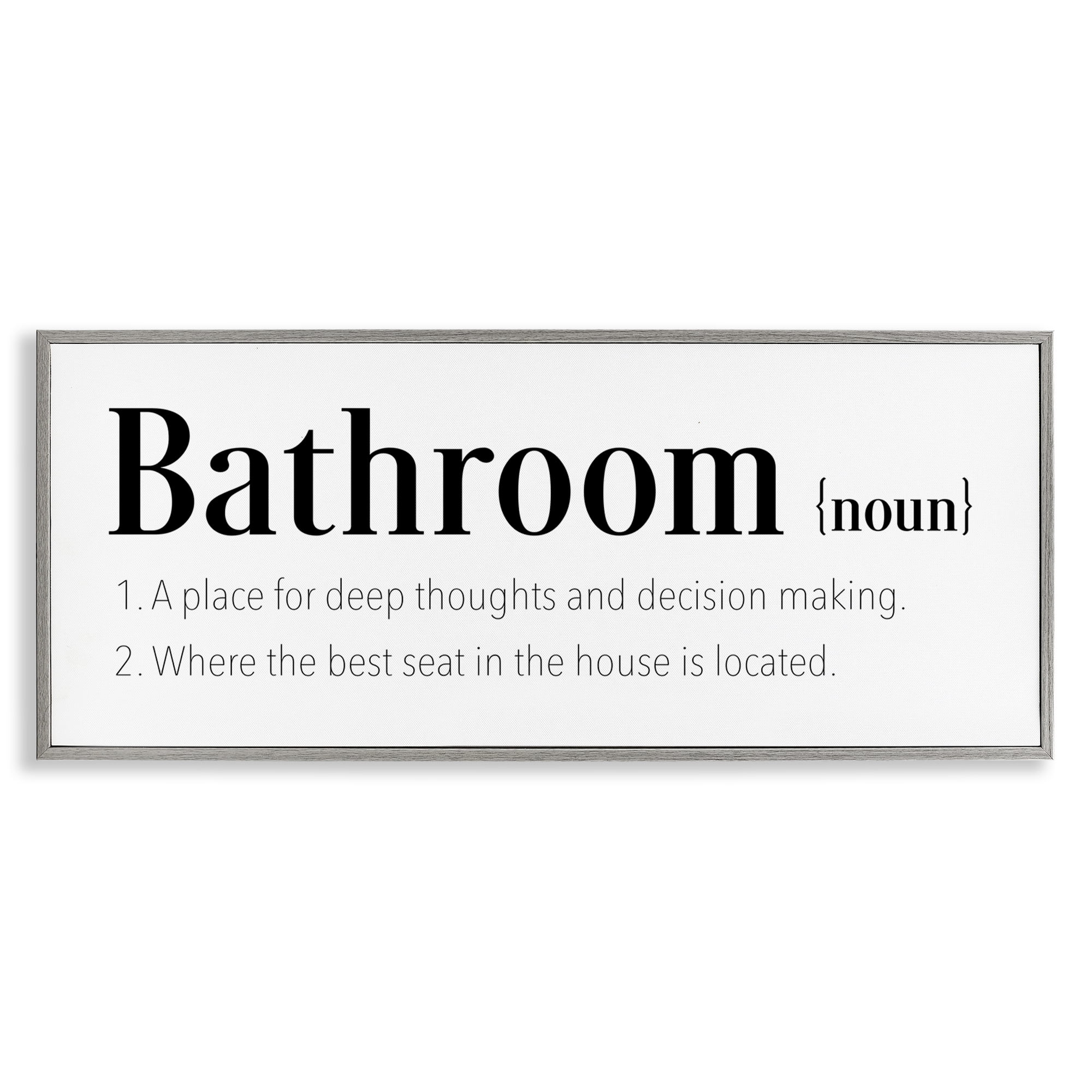 Stupell Industries Funny Bathroom Definition Bath & Laundry Painting Gray Framed Art Print Wall Art, 30 x 13
