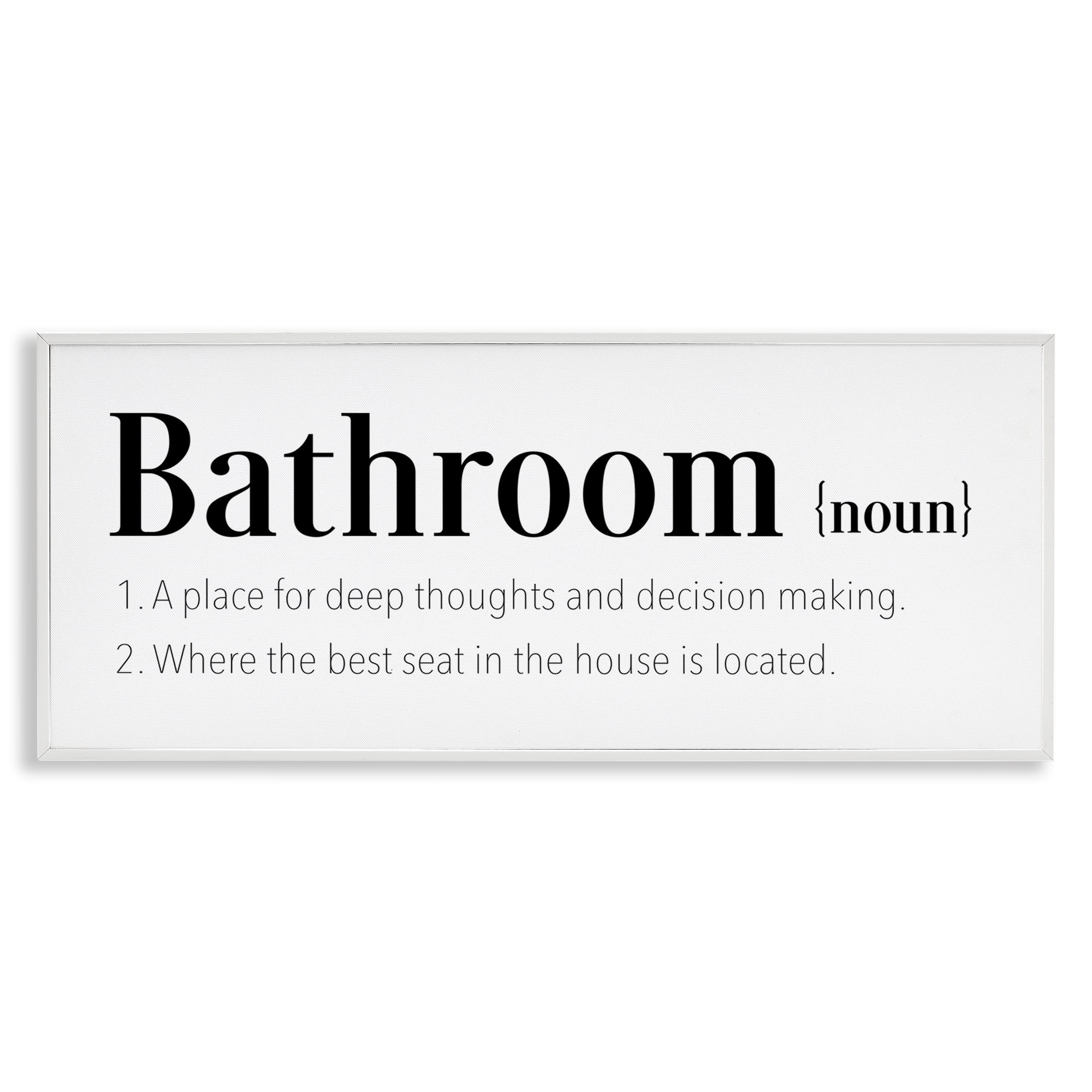 Stupell Industries Funny Bathroom Definition Bath & Laundry Painting White Framed Art Print Wall Art, 30 x 13
