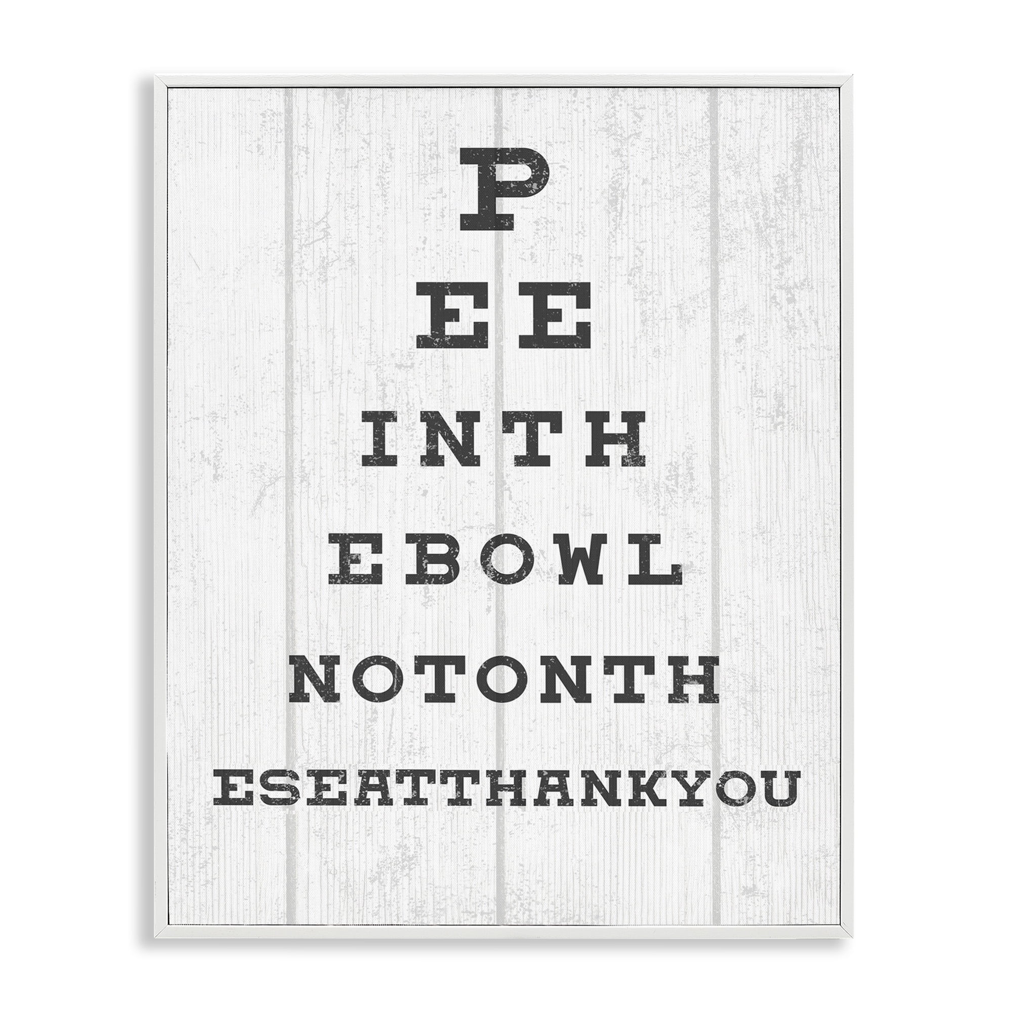 Stupell Industries Funny Bathroom Seeing Eye Chart Typography Painting White Framed Art Print Wall Art, 11 x 14