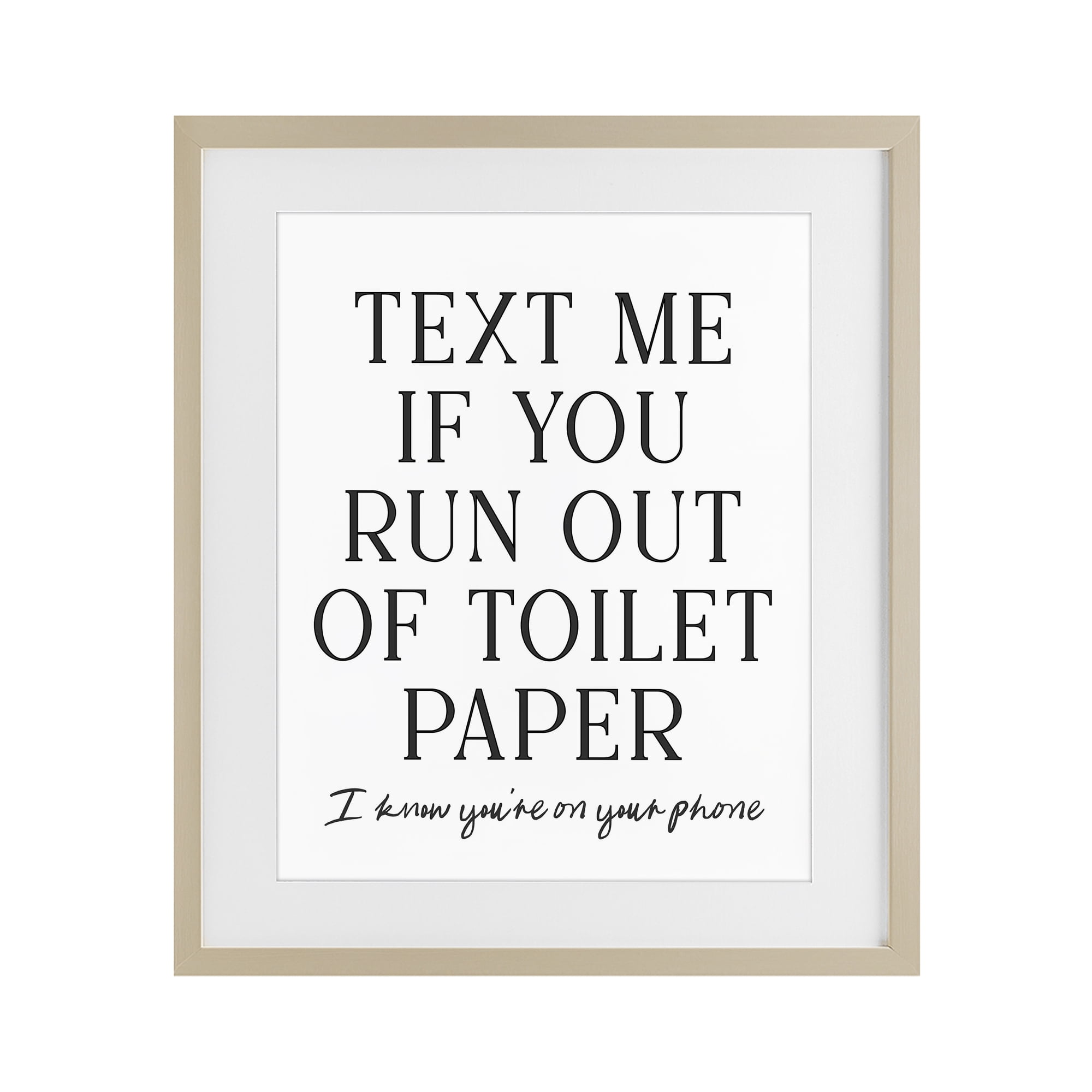 Stupell Industries Funny Bathroom Texting Birch Framed Print Under Glass, design by Lettered and Lined
