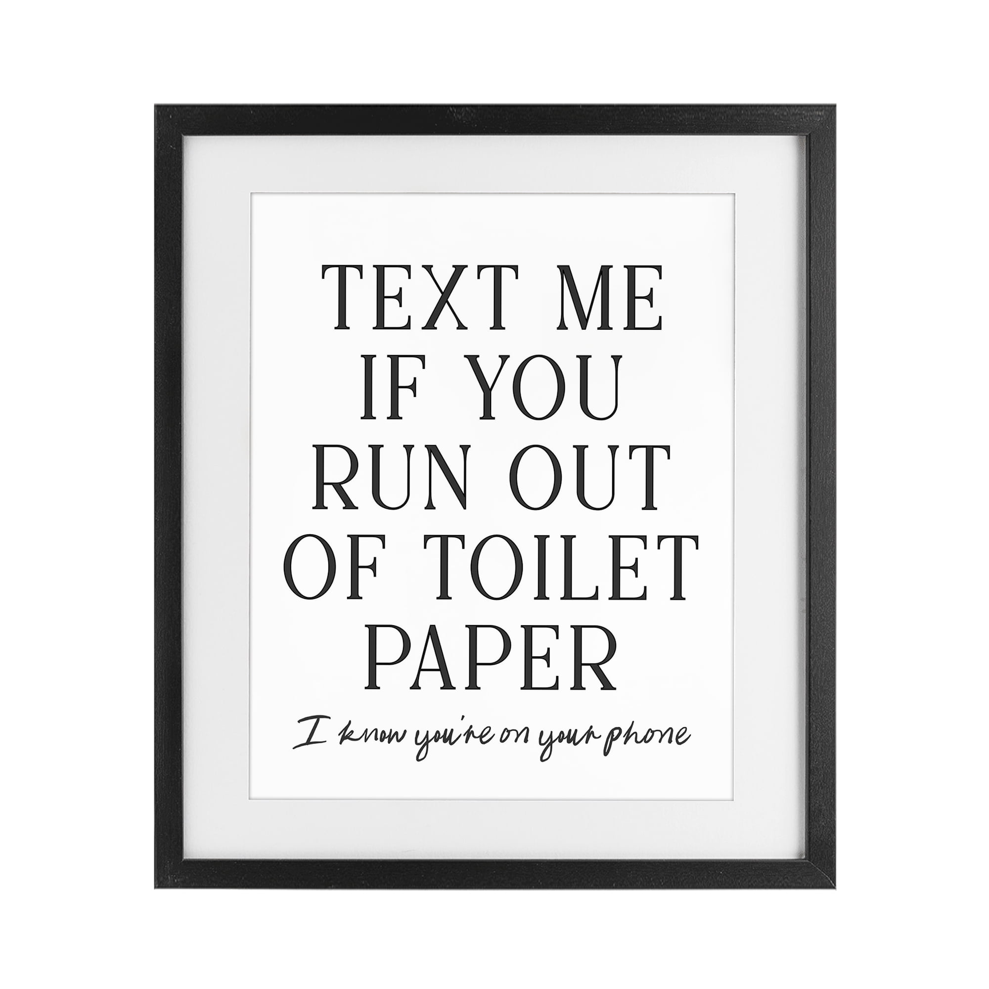 Stupell Industries Funny Bathroom Texting Black Framed Print Under Glass, design by Lettered and Lined