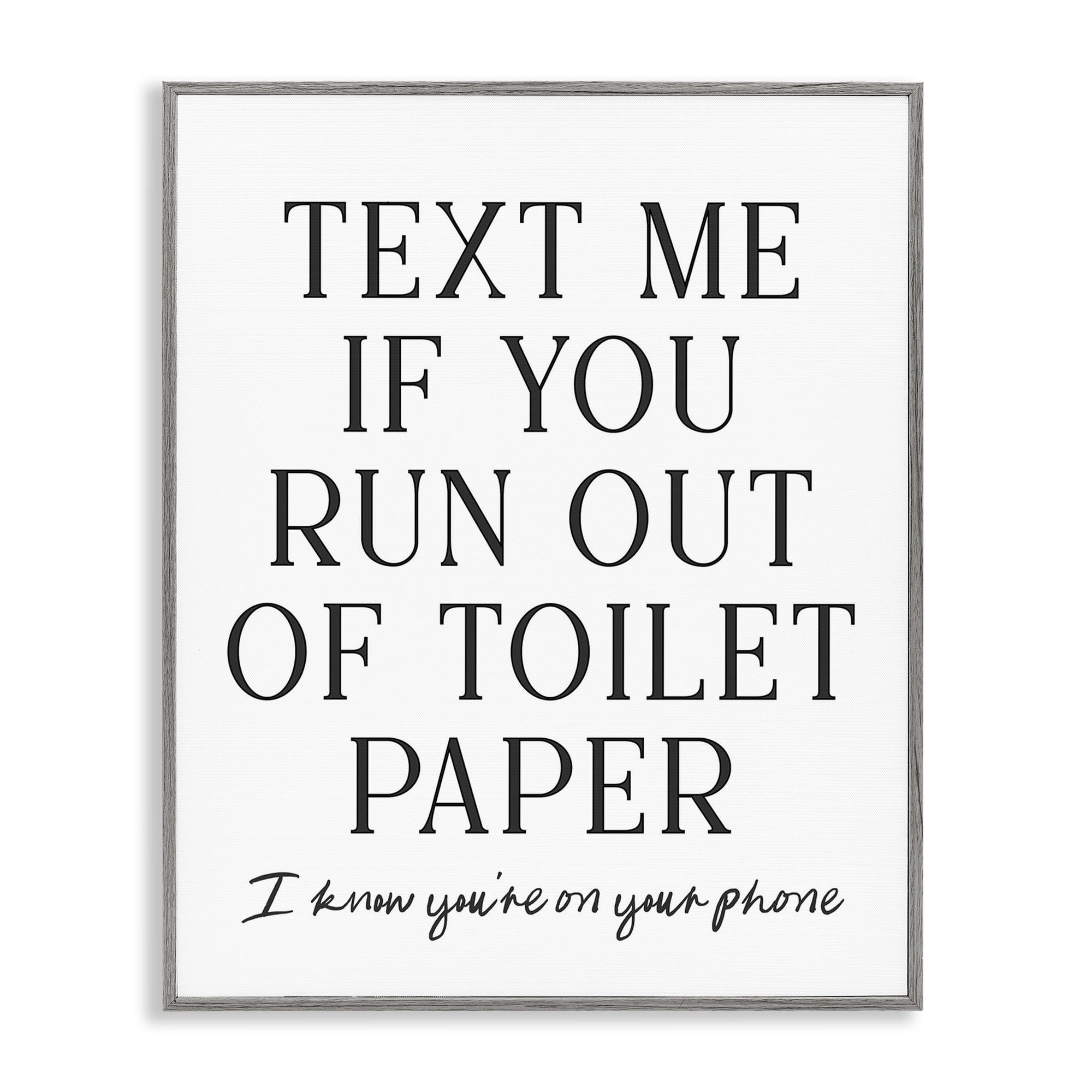Stupell Industries Funny Bathroom Texting Gray Framed Giclee Art, design by Lettered and Lined