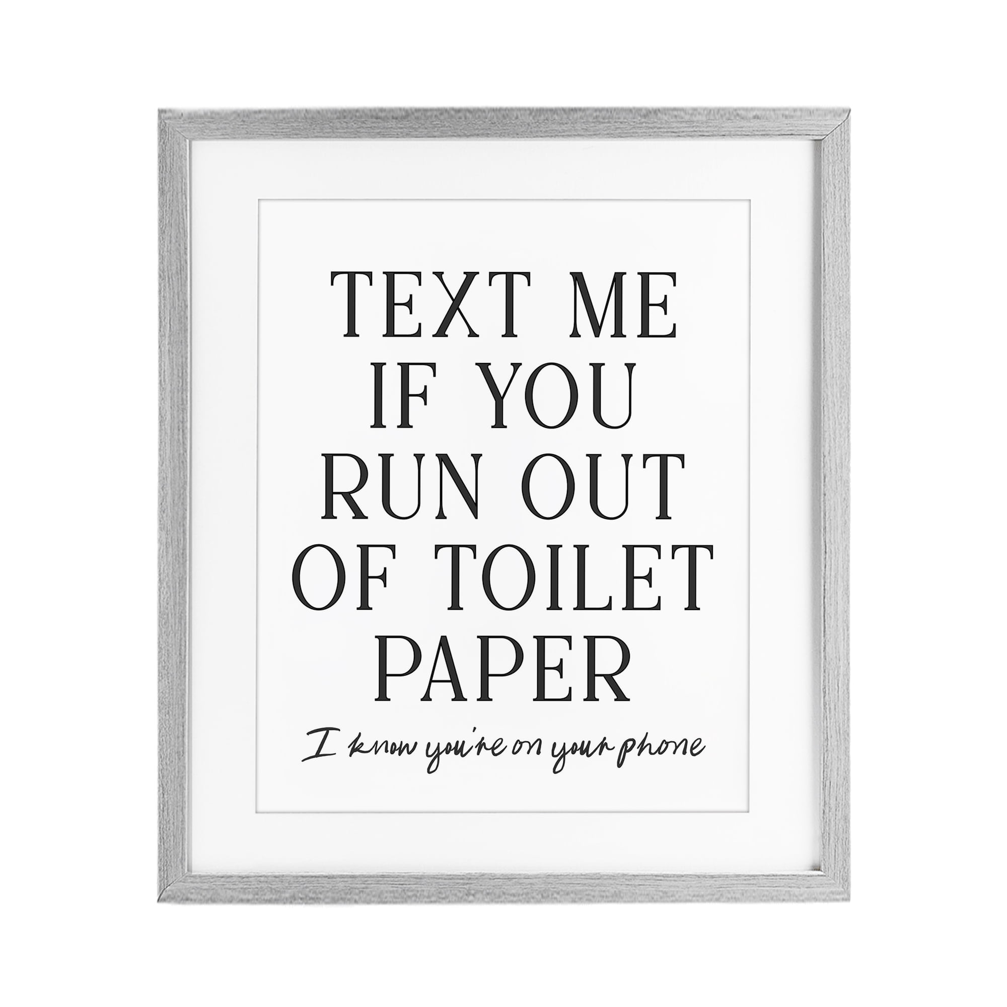 Stupell Industries Funny Bathroom Texting Gray Framed Print Under Glass, design by Lettered and Lined