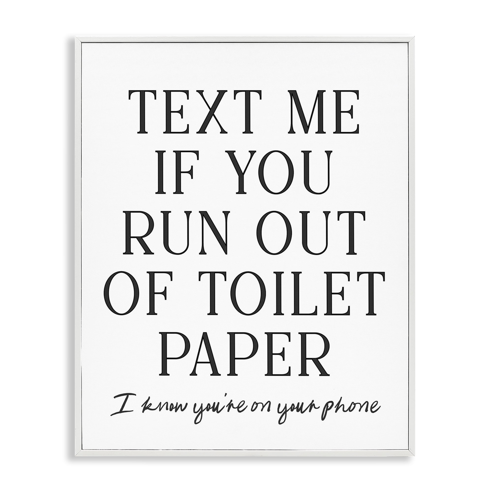 Stupell Industries Funny Bathroom Texting White Framed Giclee Art, design by Lettered and Lined