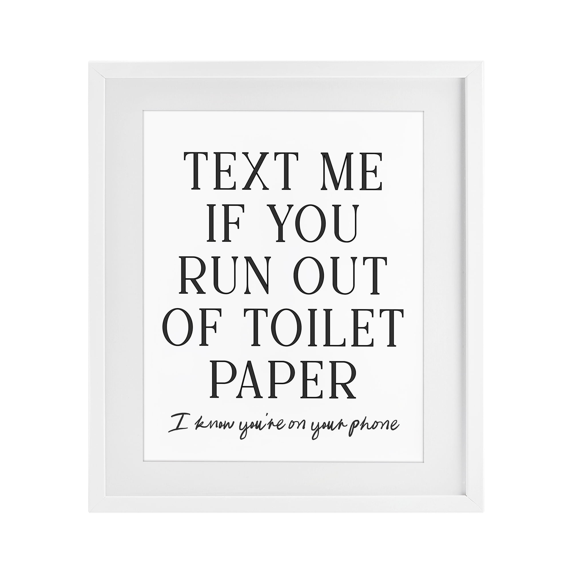 Stupell Industries Funny Bathroom Texting White Framed Print Under Glass, design by Lettered and Lined