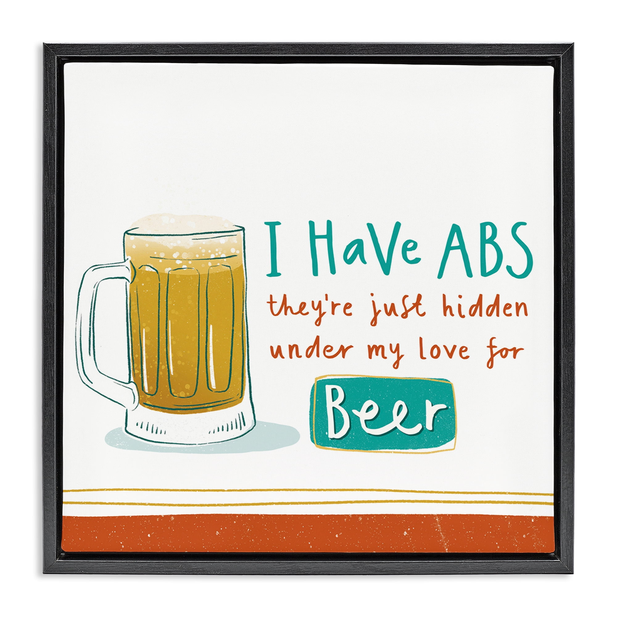 Stupell Industries Funny Beer Phrase Food & Beverage Painting Black Floater Framed Canvas Art Print Wall Art, 18 x 18