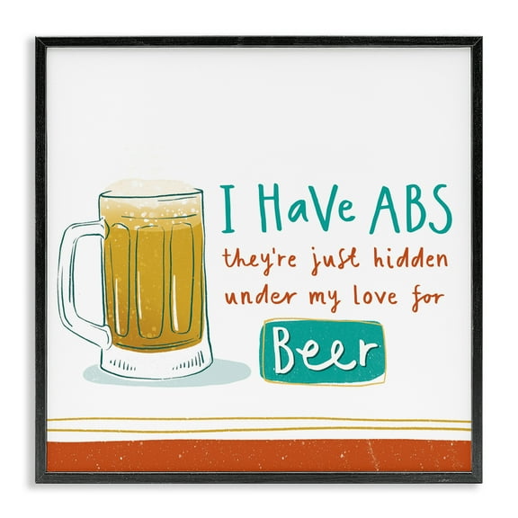 Stupell Industries Funny Beer Phrase Food & Beverage Painting Black Framed Art Print Wall Art, 12 x 12