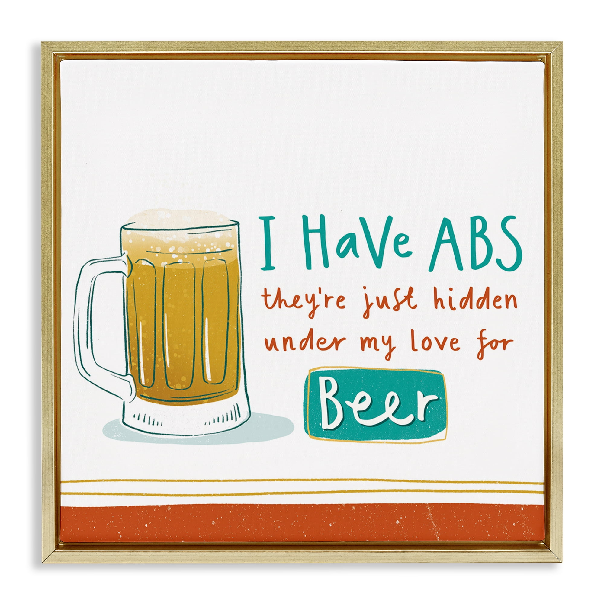Stupell Industries Funny Beer Phrase Food & Beverage Painting Gold Floater Framed Canvas Art Print Wall Art, 18 x 18