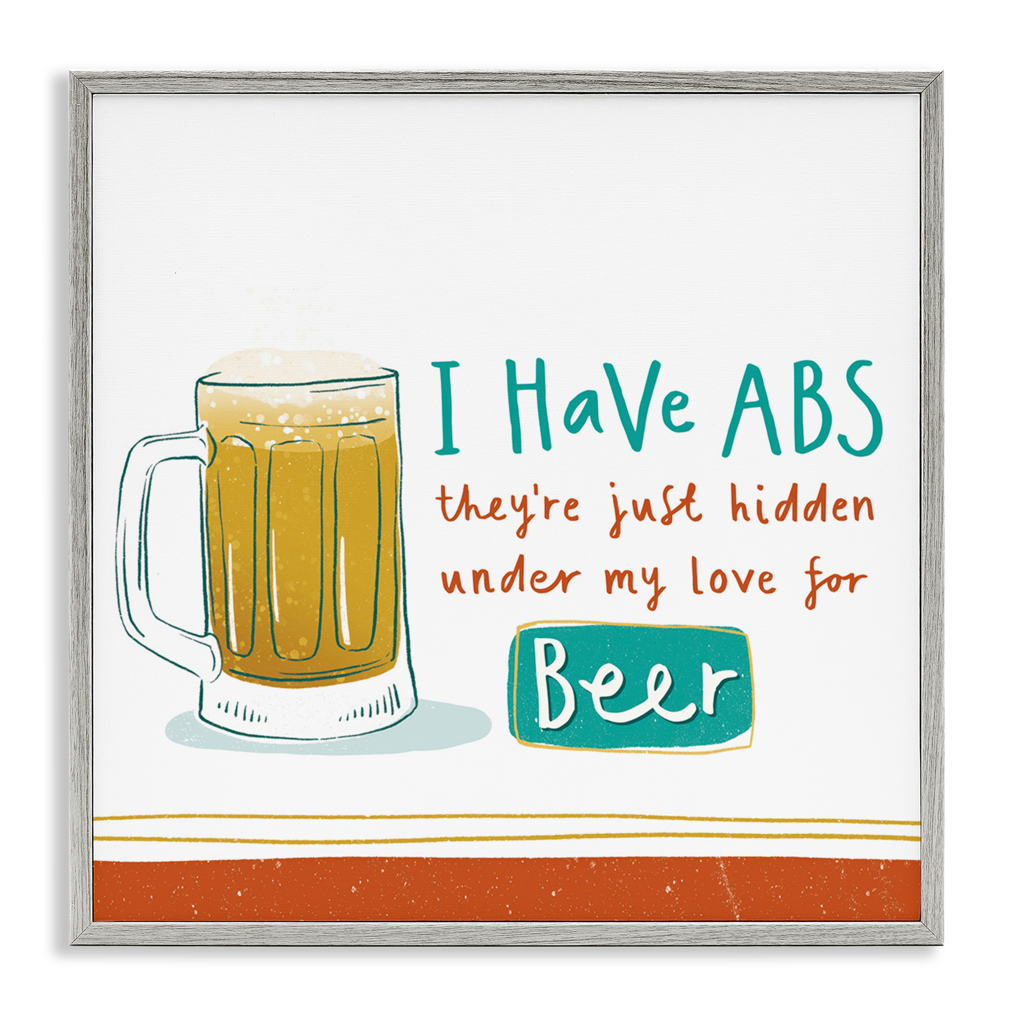 Stupell Industries Funny Beer Phrase Food & Beverage Painting Gray Framed Art Print Wall Art, 12 x 12