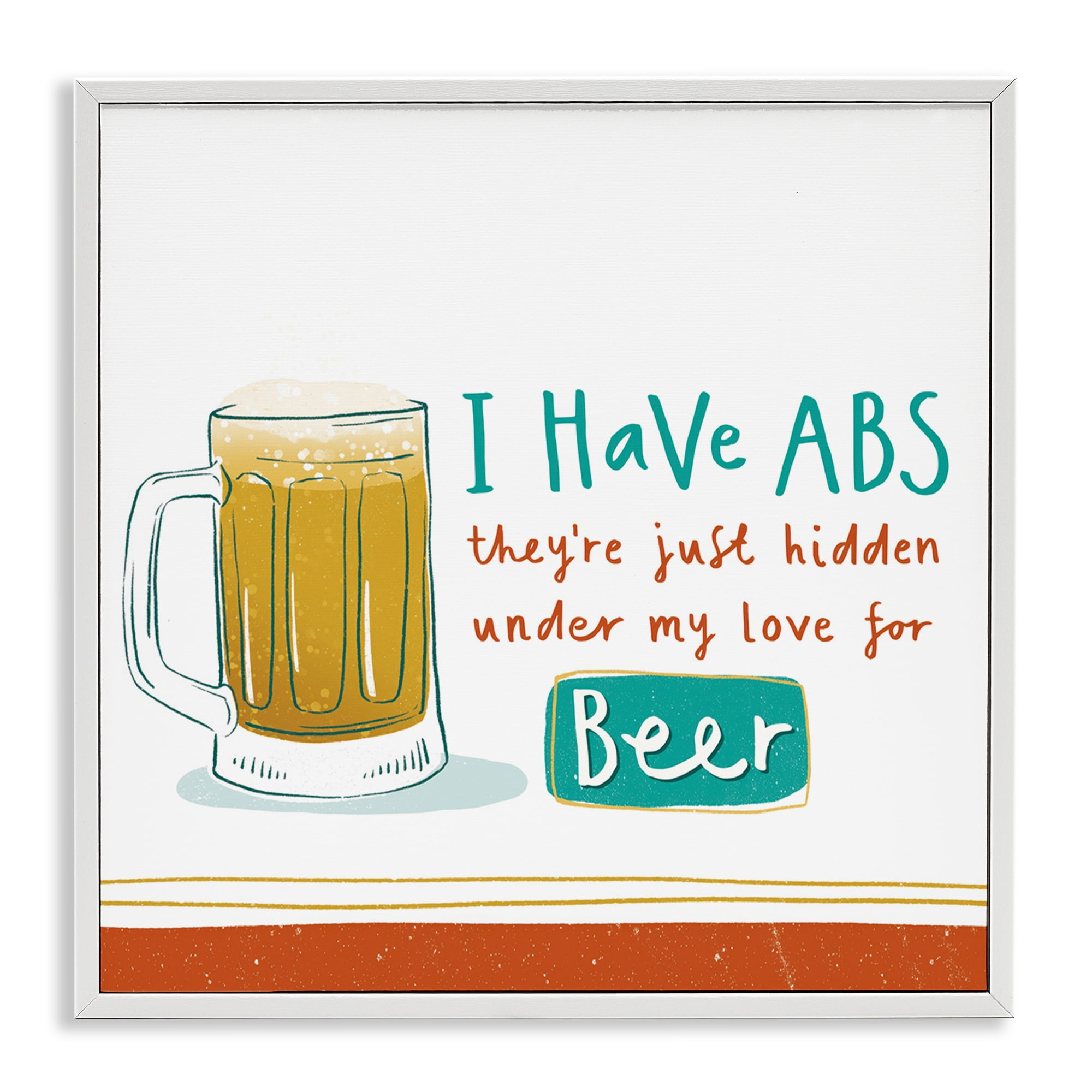 Stupell Industries Funny Beer Phrase Food & Beverage Painting White Framed Art Print Wall Art, 12 x 12