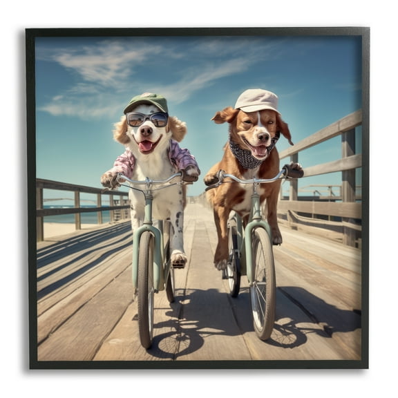 Stupell Industries Funny Bike Riding Dogs Animals & Insects Painting Black Framed Art Print Wall Art, 12 x 12