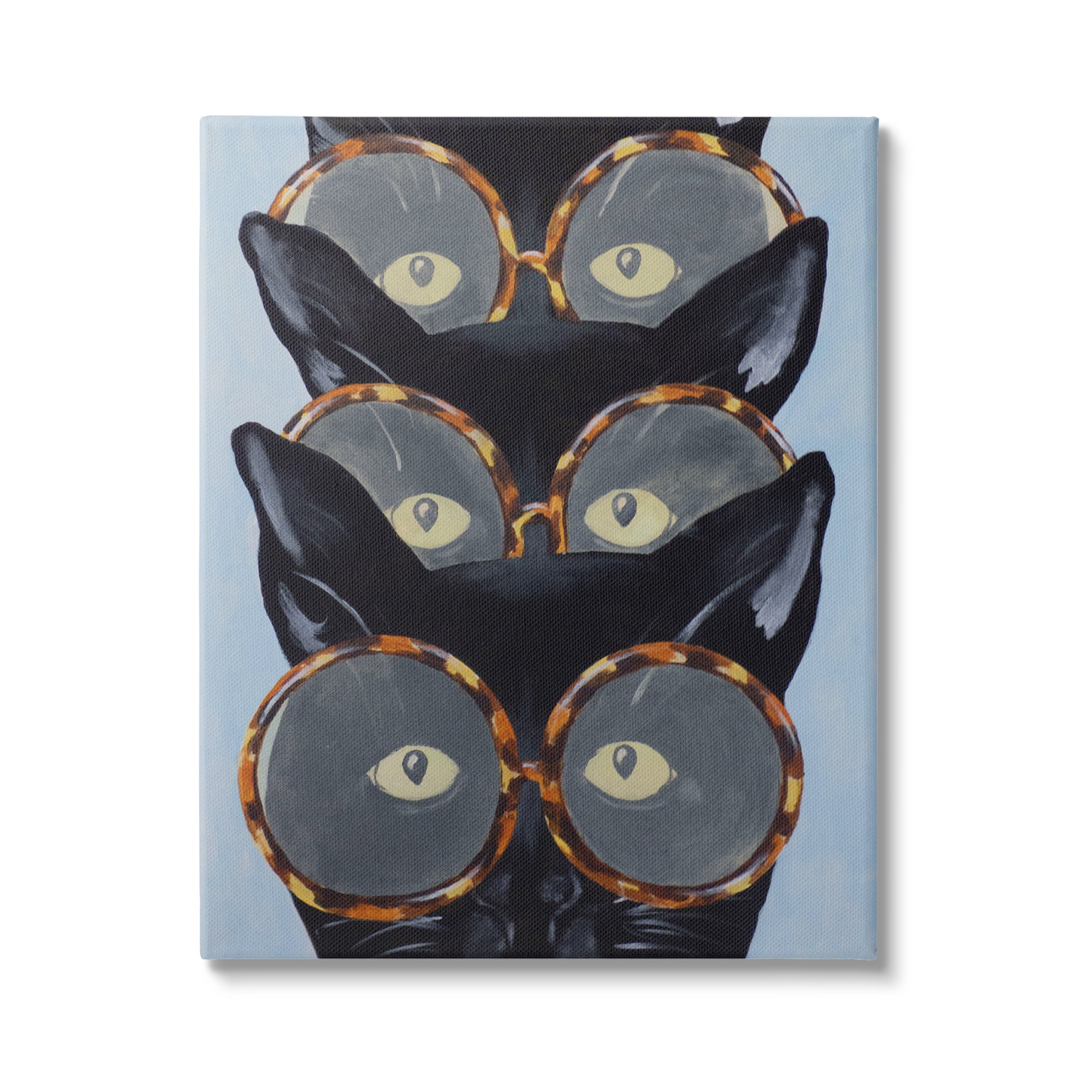 Stupell Industries Funny Black Cats In Glasses Animals & Insects Painting Gallery Wrapped Canvas Print Wall Art