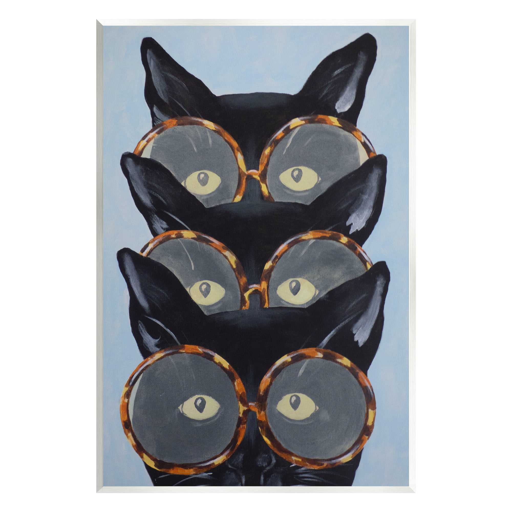 Stupell Industries Funny Black Cats In Glasses Animals & Insects Painting Unframed Art Print Wall Art