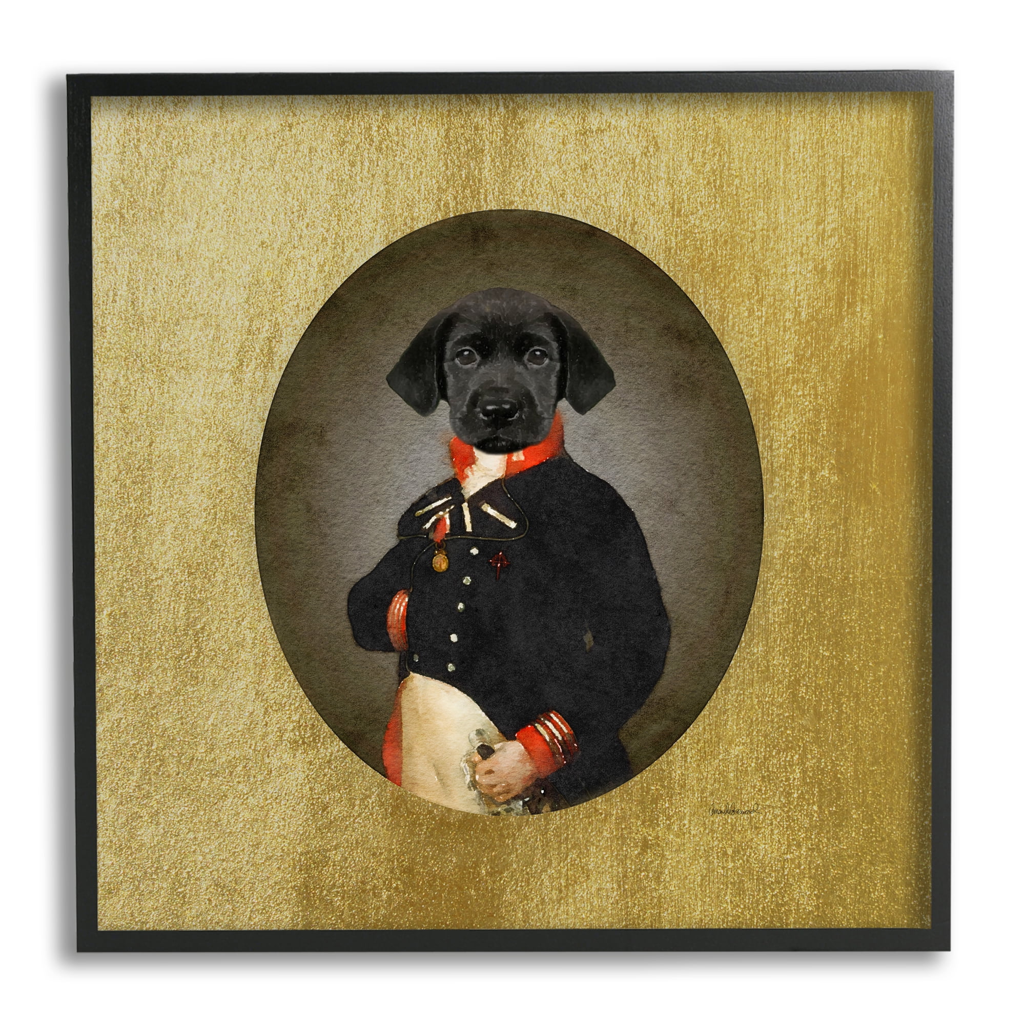 Stupell Industries Funny Black Dog Wearing Suit Vintage Admiral Portrait, 12 x 12, Design by Amanda Greenwood