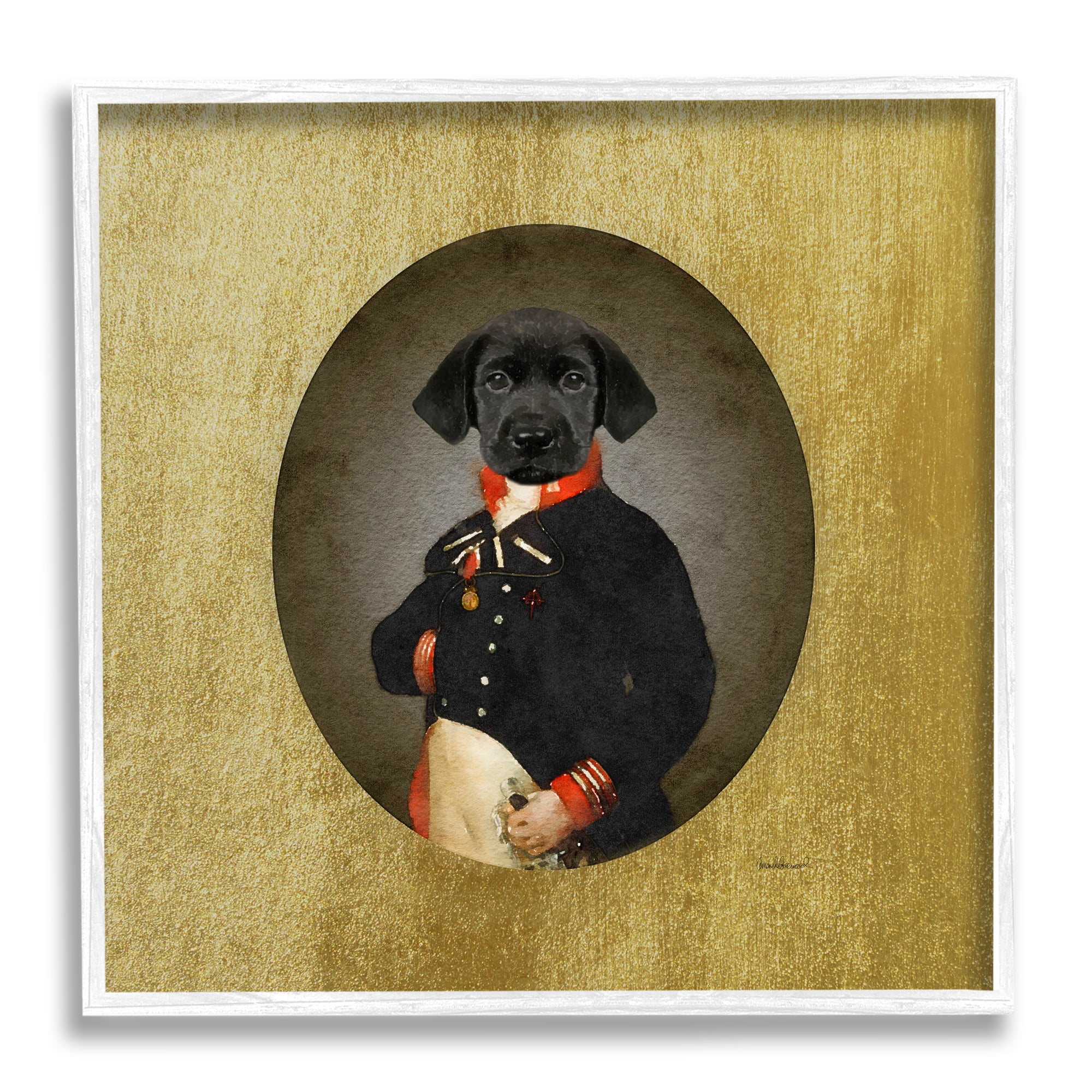 Stupell Industries Funny Black Dog Wearing Suit Vintage Admiral Portrait, 17 x 17, Design by Amanda Greenwood