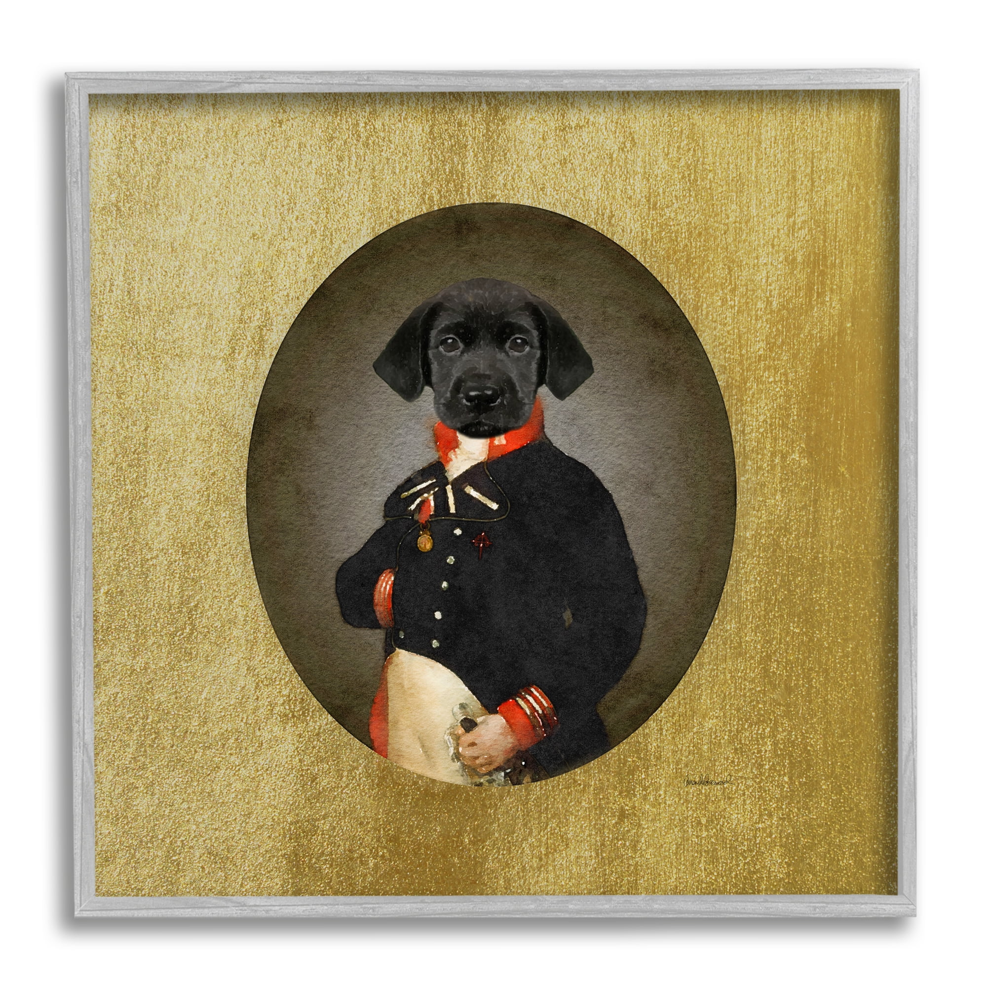 Stupell Industries Funny Black Dog Wearing Suit Vintage Admiral Portrait, 17 x 17, Design by Amanda Greenwood
